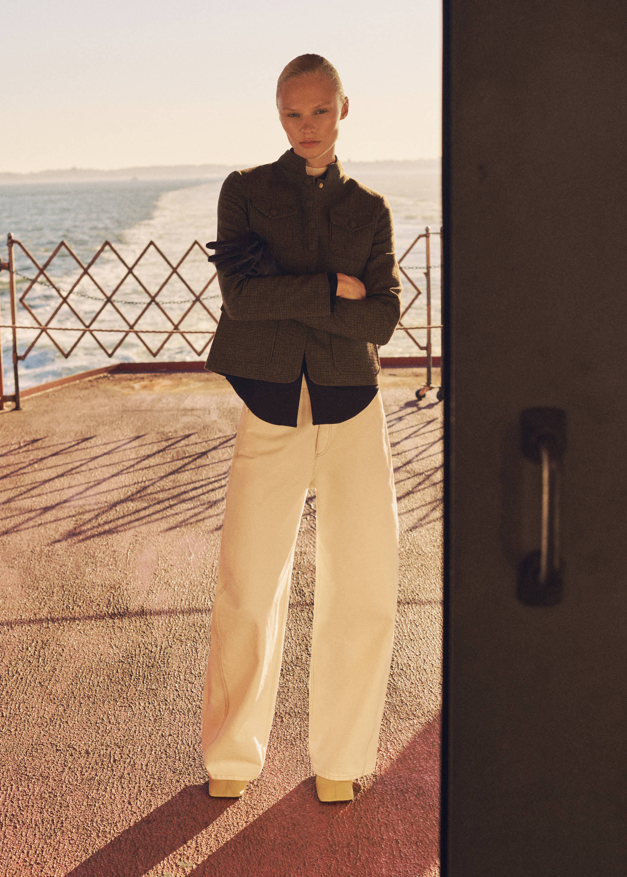 Micro-houndstooth wool jacket - General plane