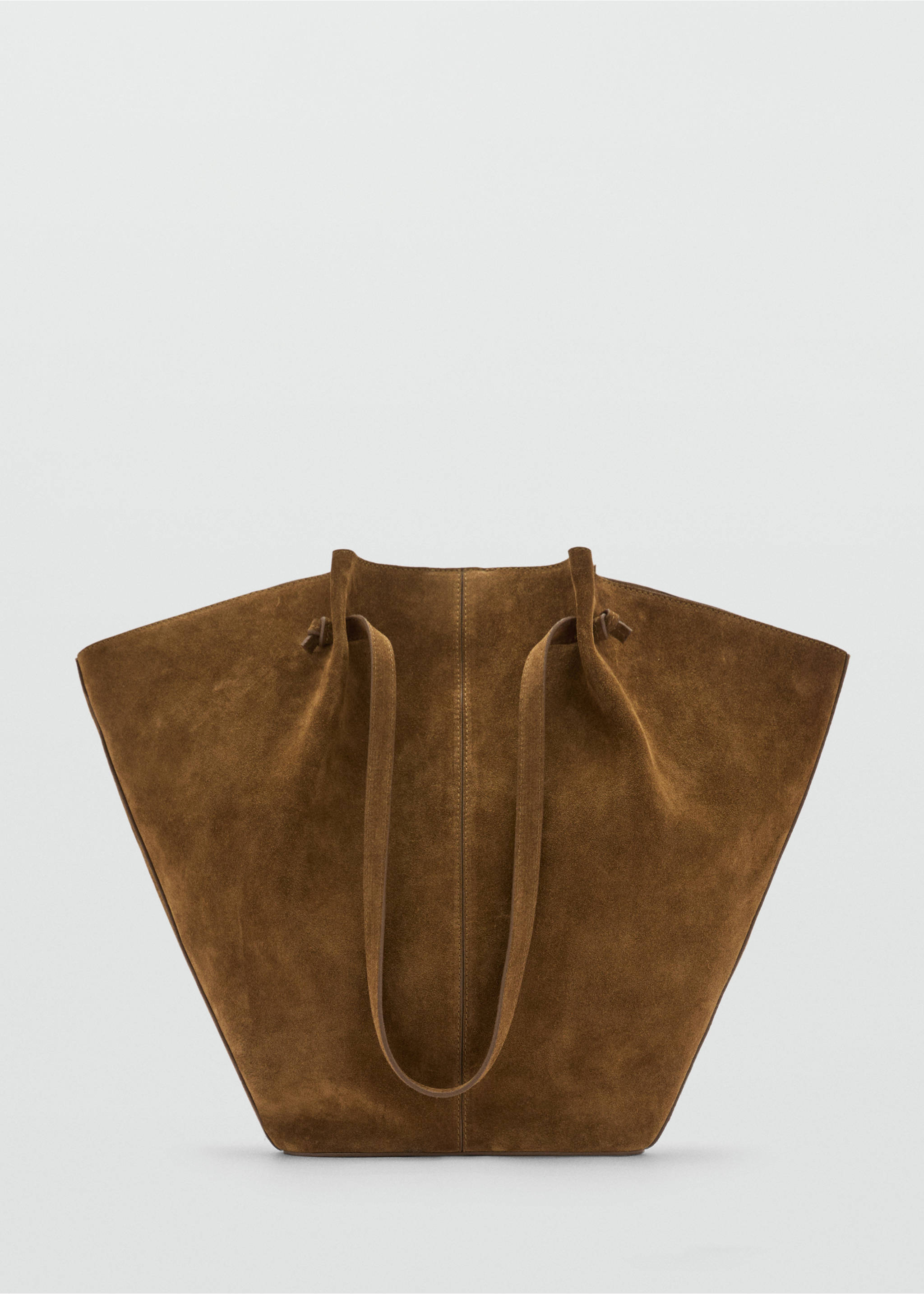 Suede leather shopper bag - Article without model, Tobacco Brown. Ref: 87060439-00.