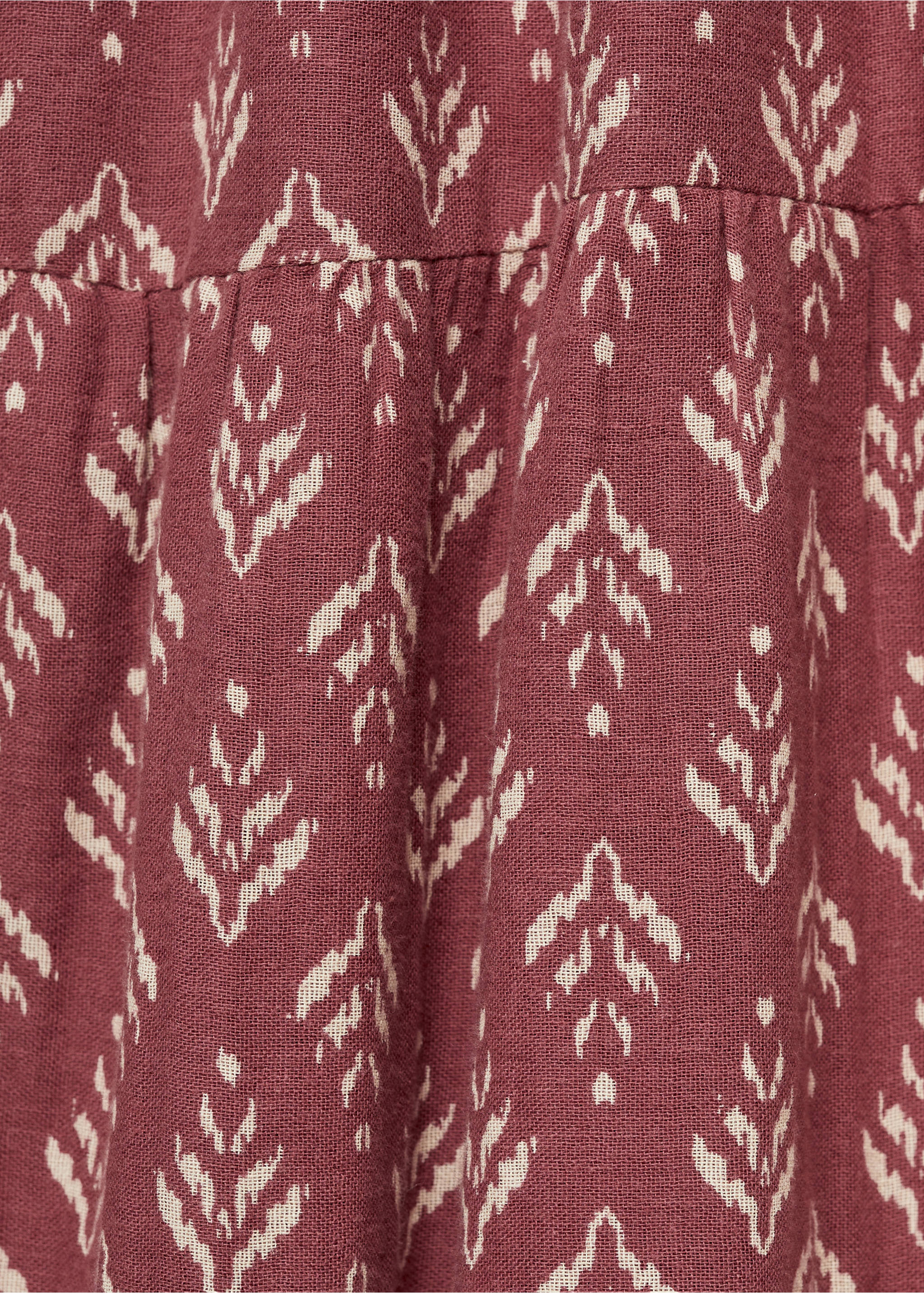 Ruffled printed dress - Details of the article 0, Maroon. Ref: 87060444-00.