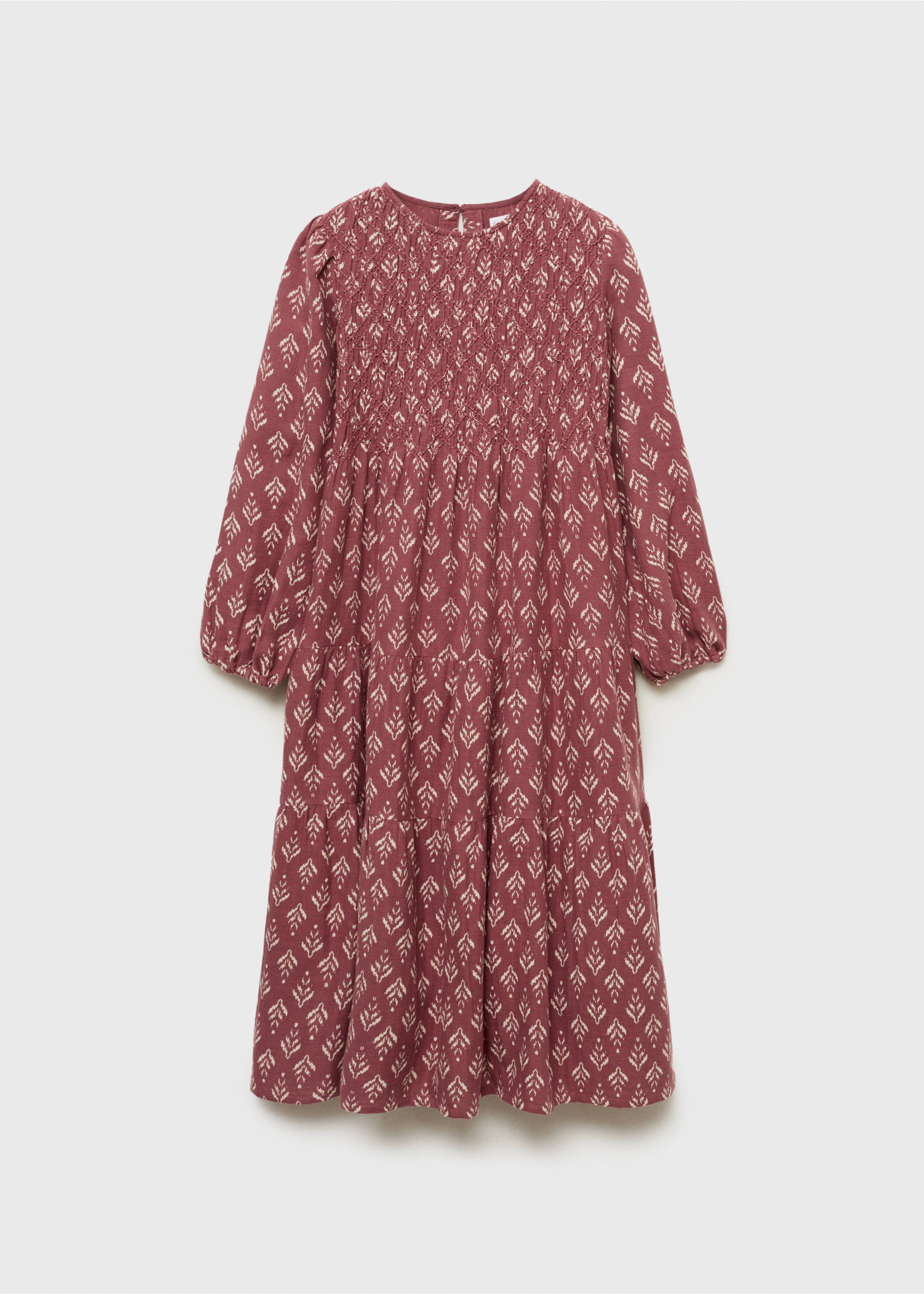 Ruffled printed dress - Article without model, Maroon. Ref: 87060444-00.