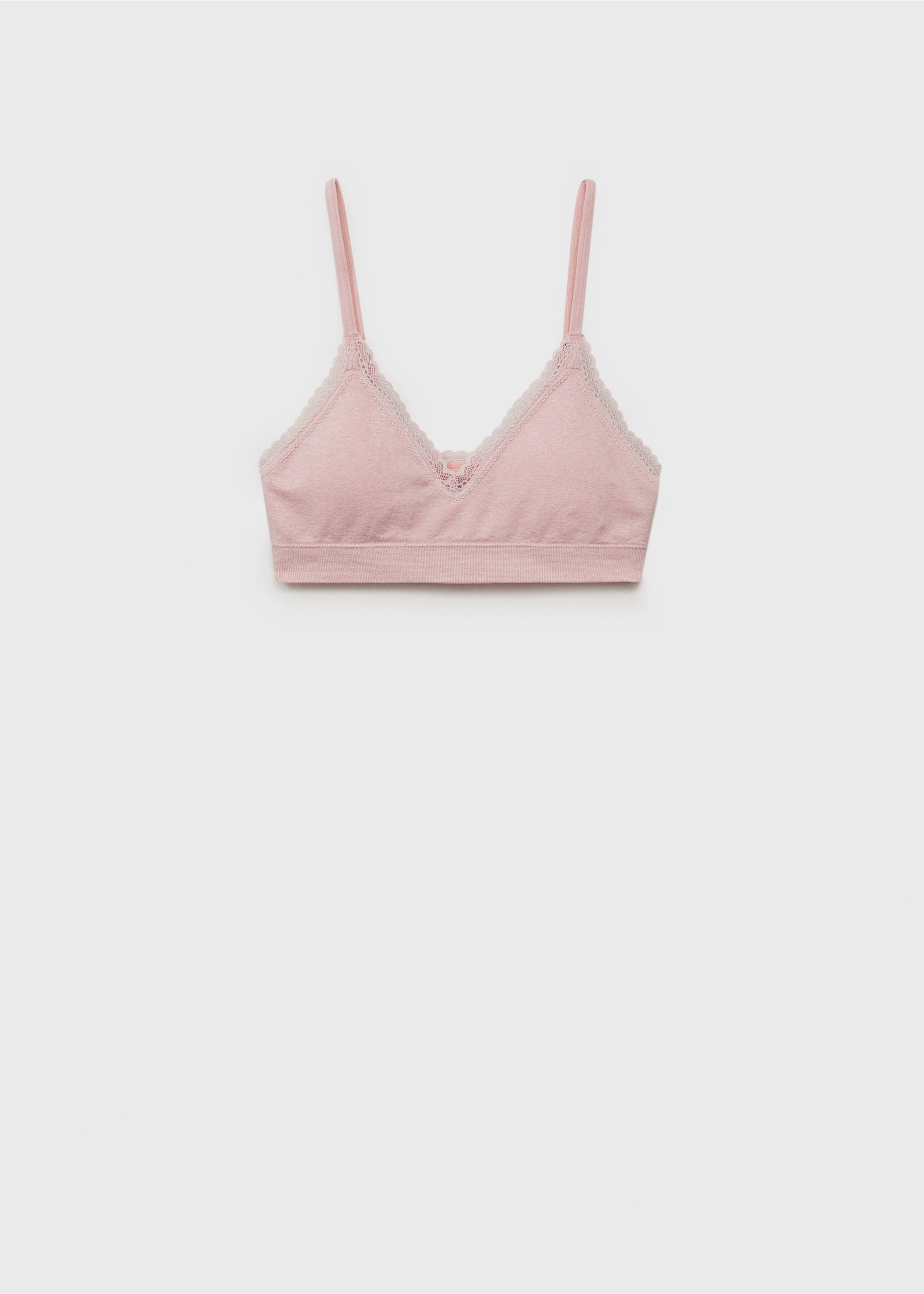 Lace detail triangle bra - Article without model, Pastel Pink. Ref: 87060446-00.