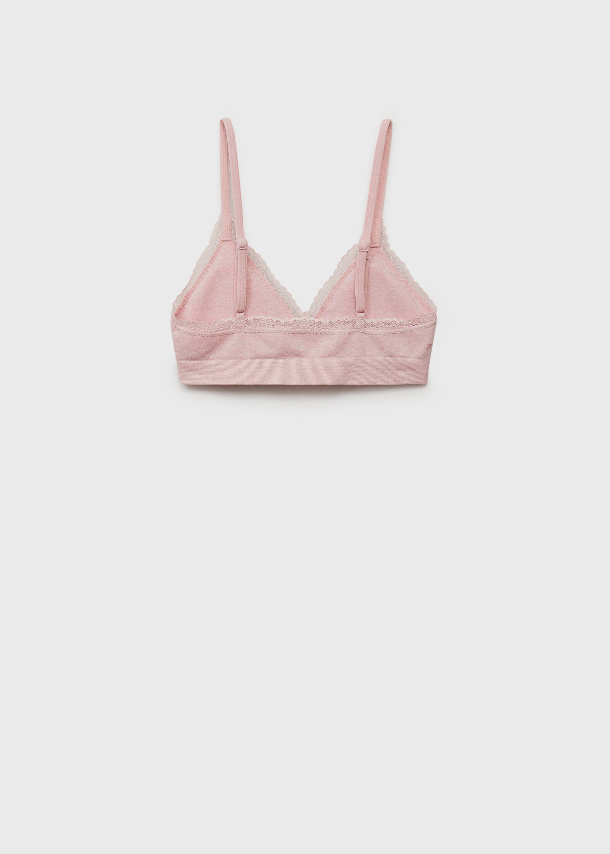 Lace detail triangle bra - Reverse of the article, Pastel Pink. Ref: 87060446-00.