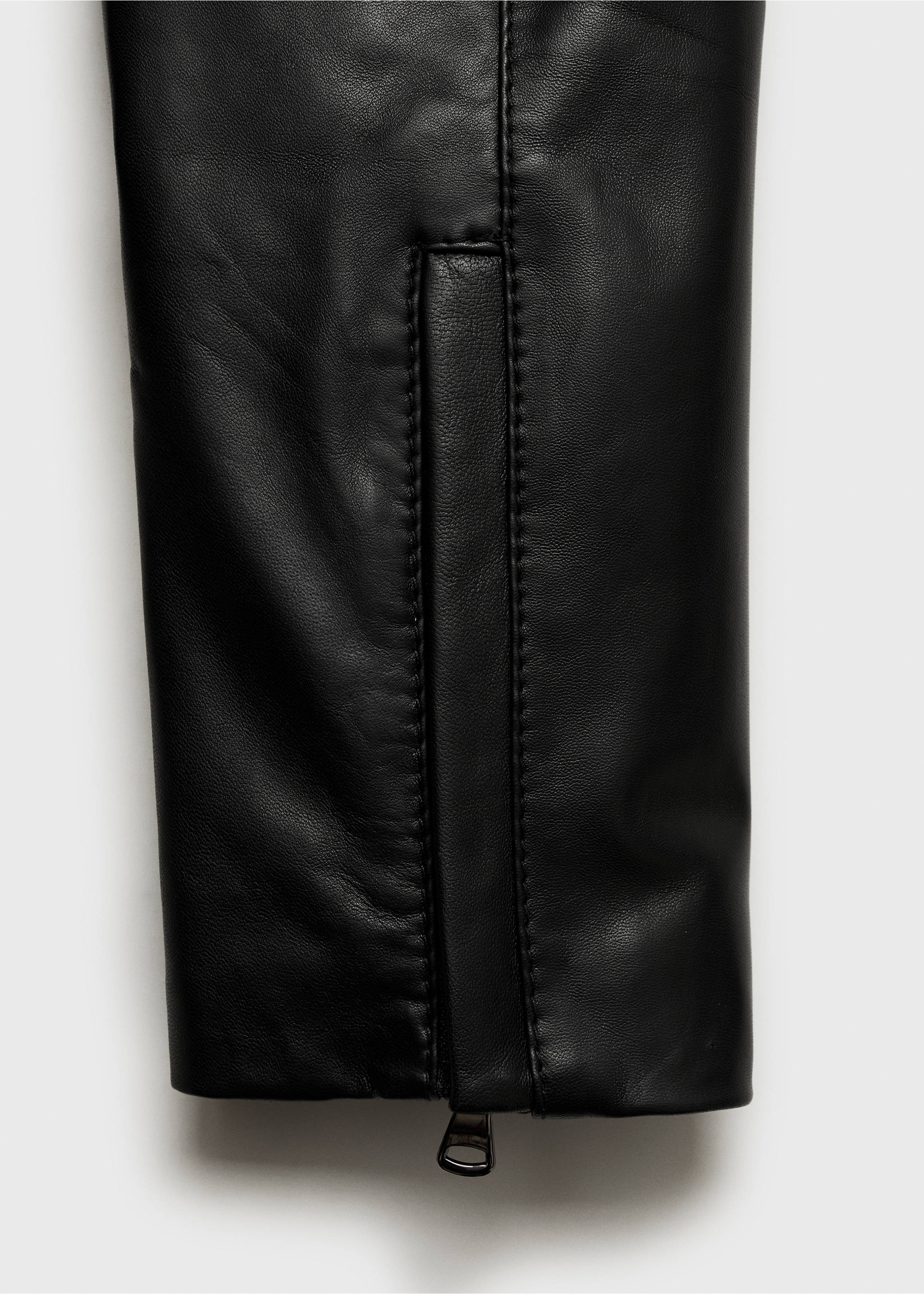 Fitted leather jacket with zip - Details of the article 0, Black. Ref: 87060449-00.