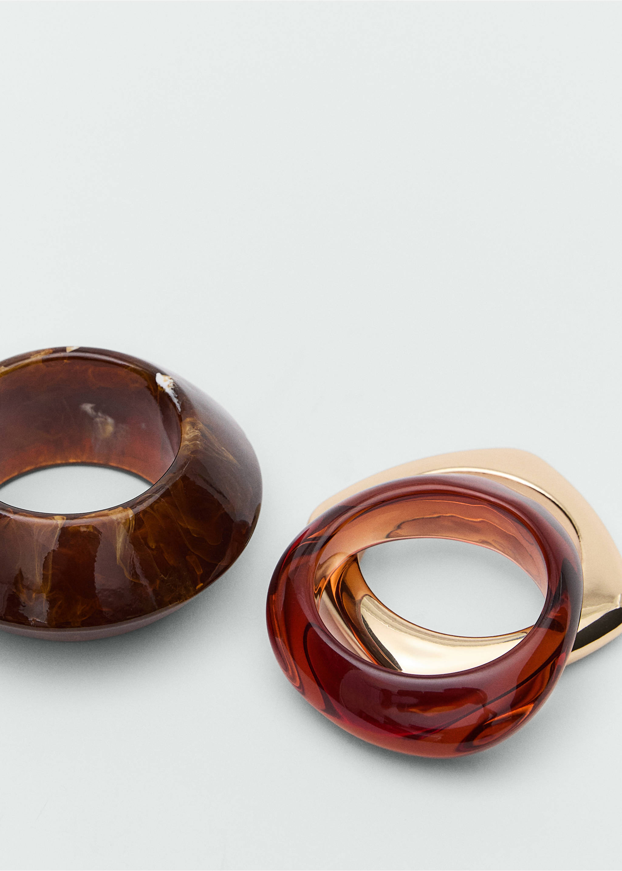 Pack of 3 combined resin bracelets - Medium plane, Gold. Ref: 87060451-00.