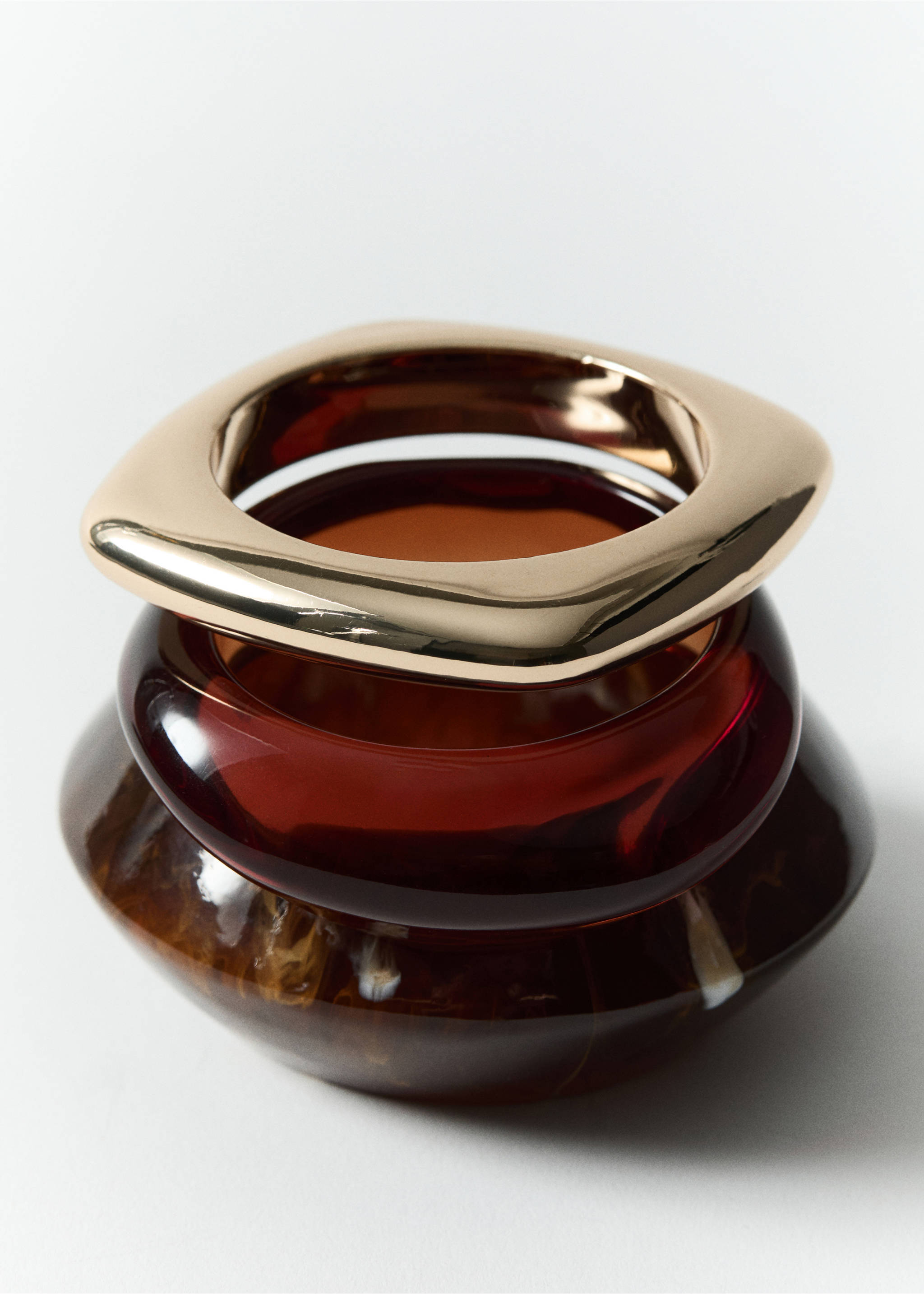 Pack of 3 combined resin bracelets - Details of the article 5, Gold. Ref: 87060451-00.