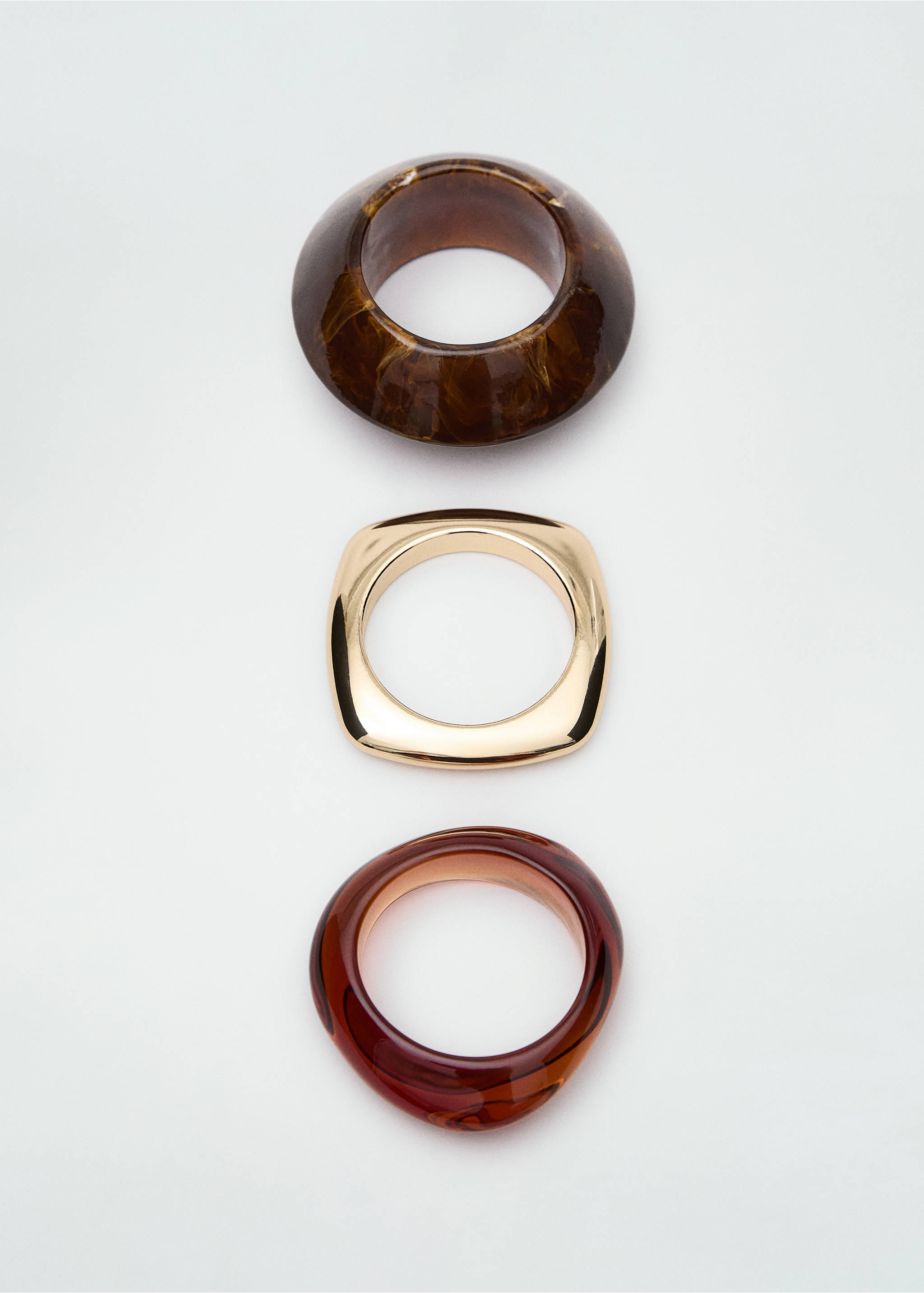 Pack of 3 combined resin bracelets - Article without model, Gold. Ref: 87060451-00.