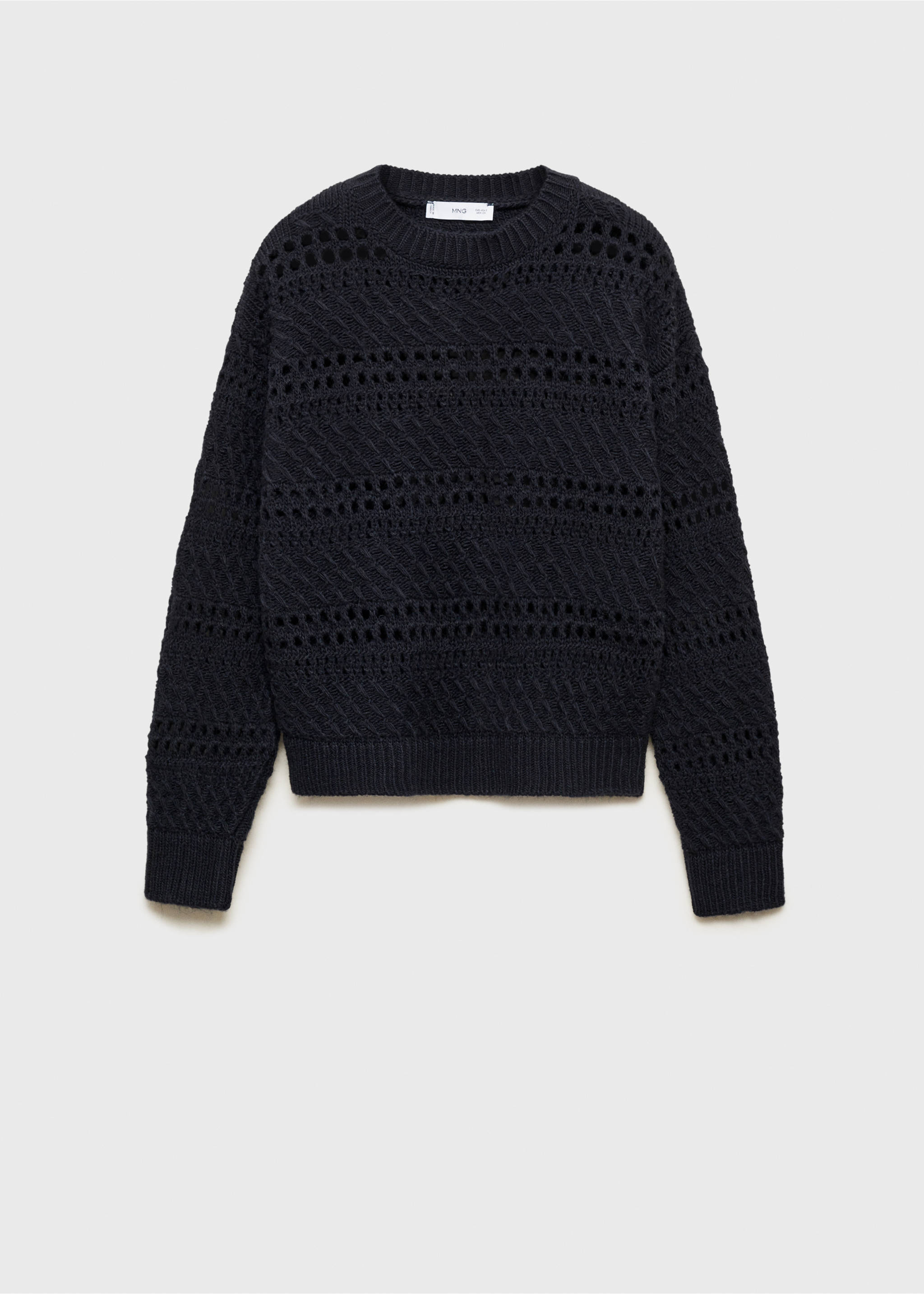 Openwork knit sweater - Article without model, Dark Navy. Ref: 87060452-00.