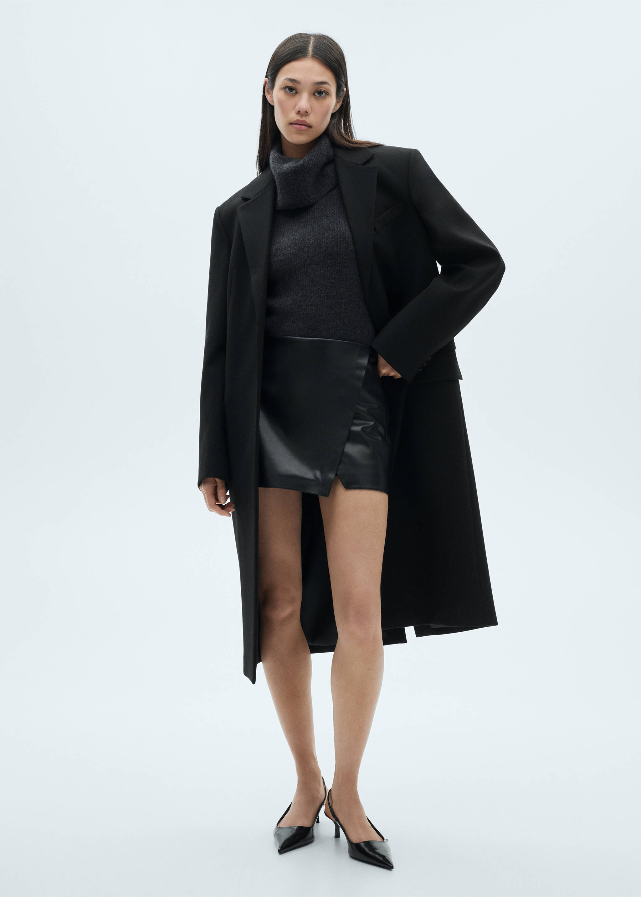 Jupe short cuir synthétique - Plan général, Noir. Ref: 87060457-00.