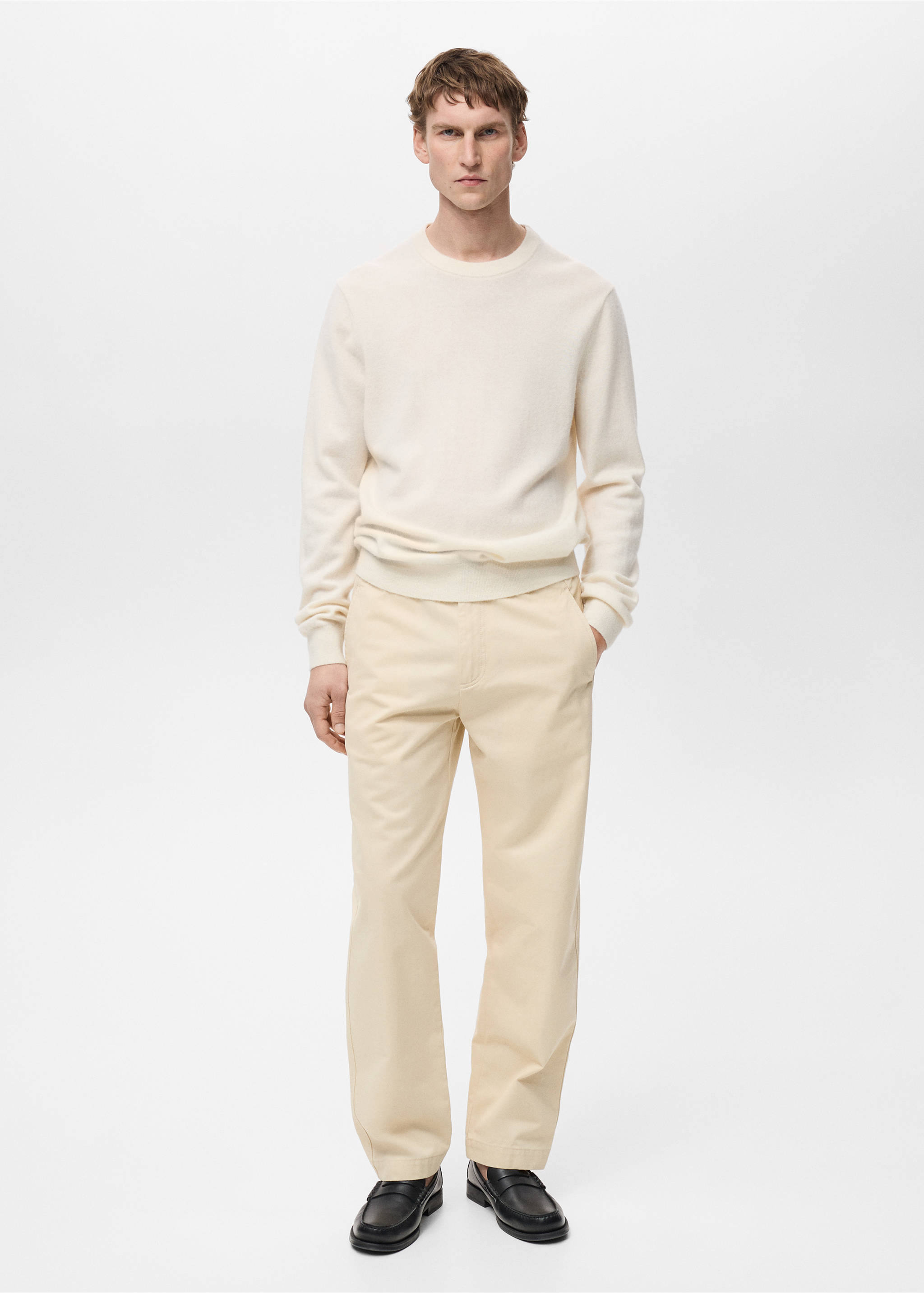 Regular fit cotton drawstring trousers - General plane, Ecru. Ref: 87060575-00.