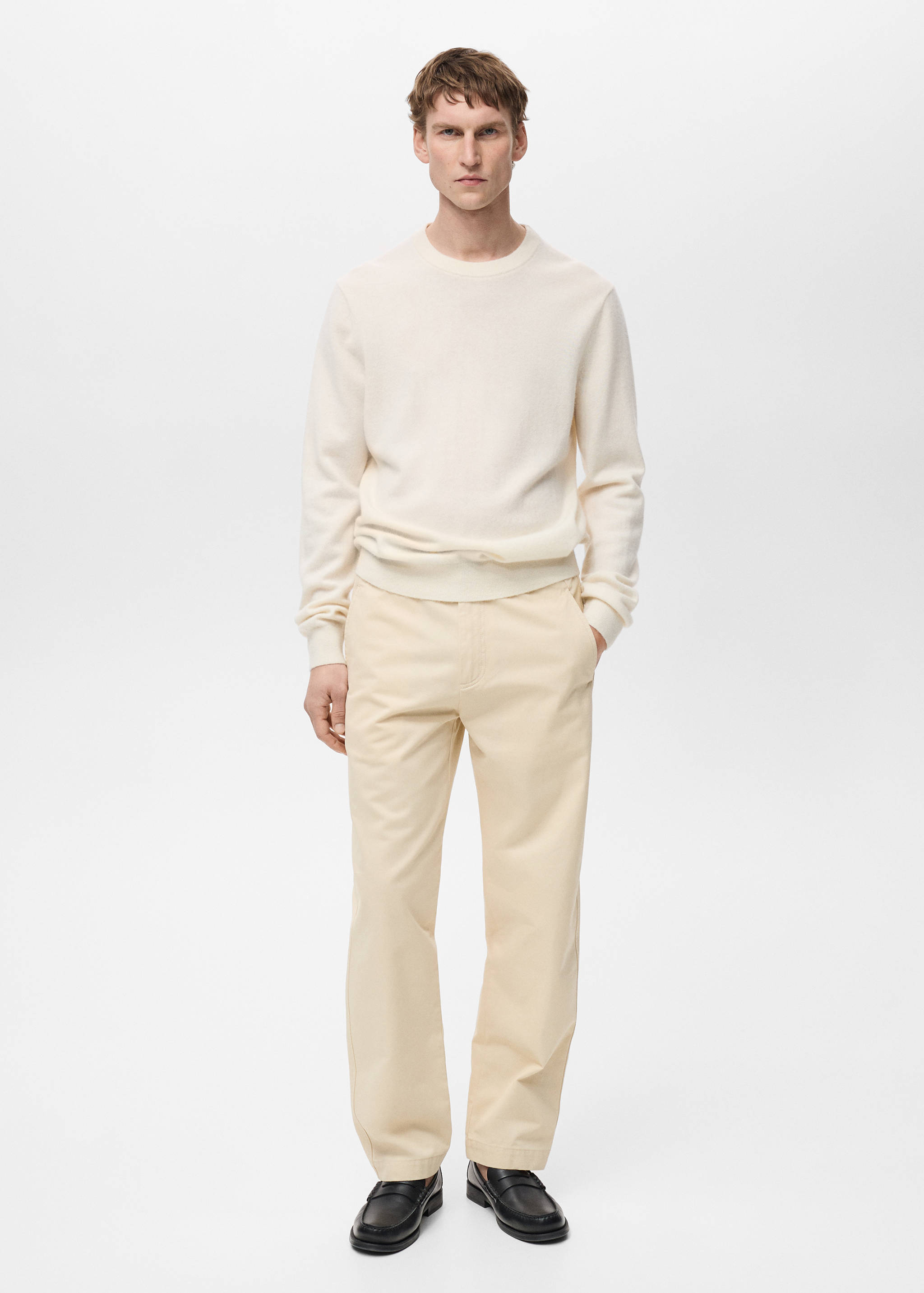 Regular fit cotton drawstring trousers - General plane