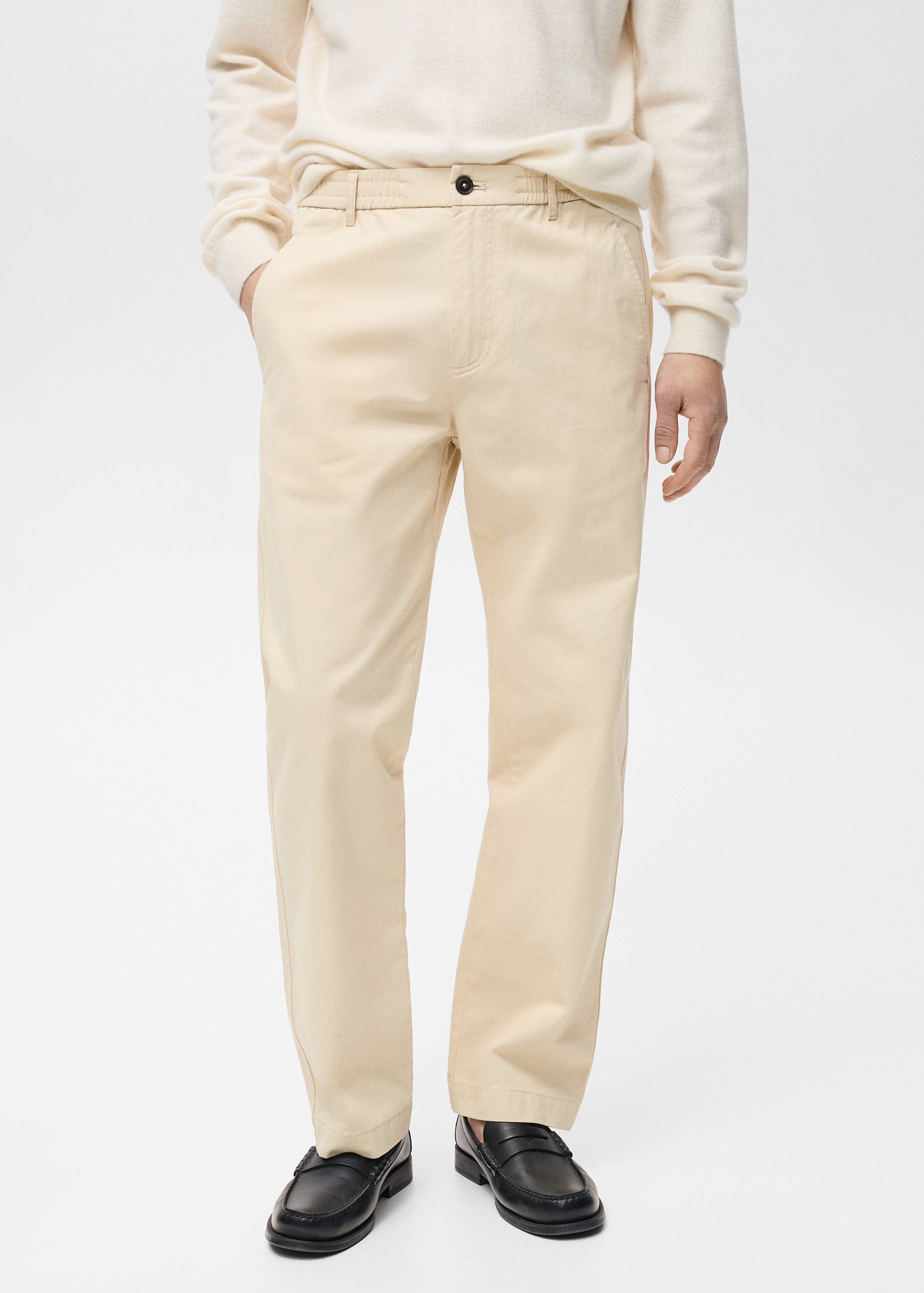 Regular fit cotton drawstring trousers - Medium plane