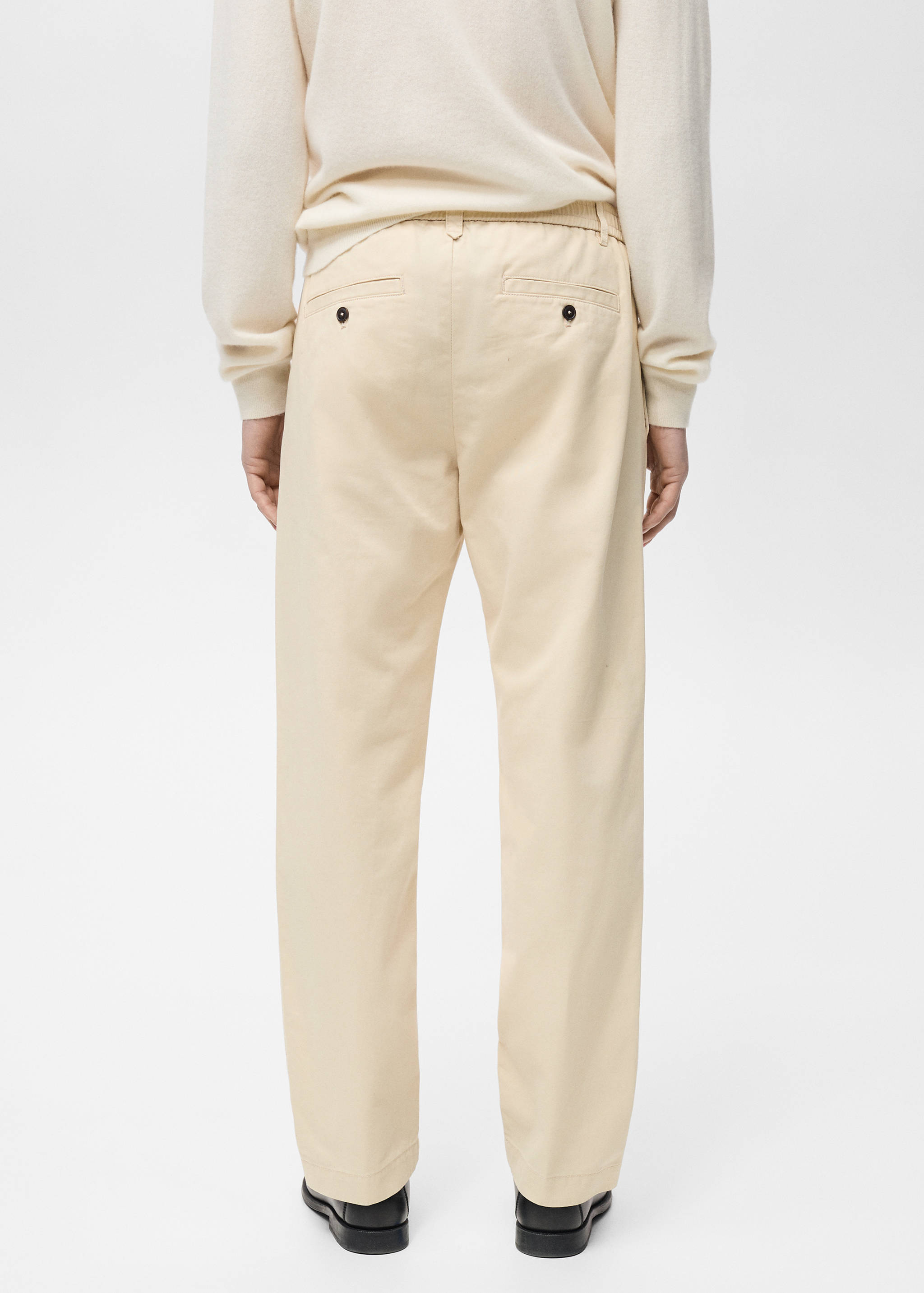Regular fit cotton drawstring trousers - Reverse of the article