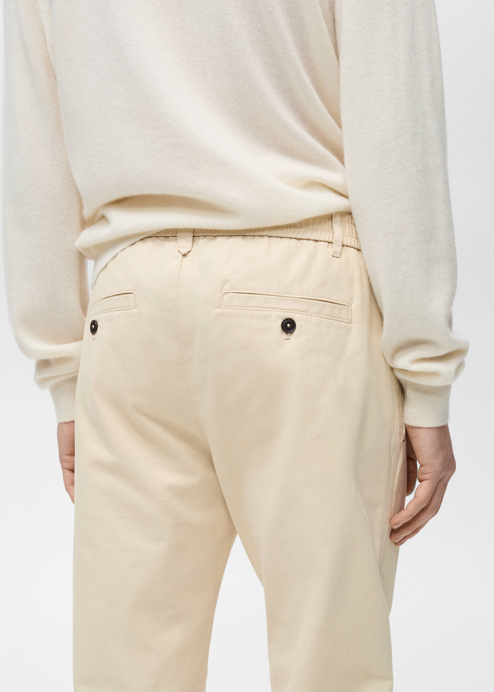 Regular fit cotton drawstring trousers - Details of the article 2