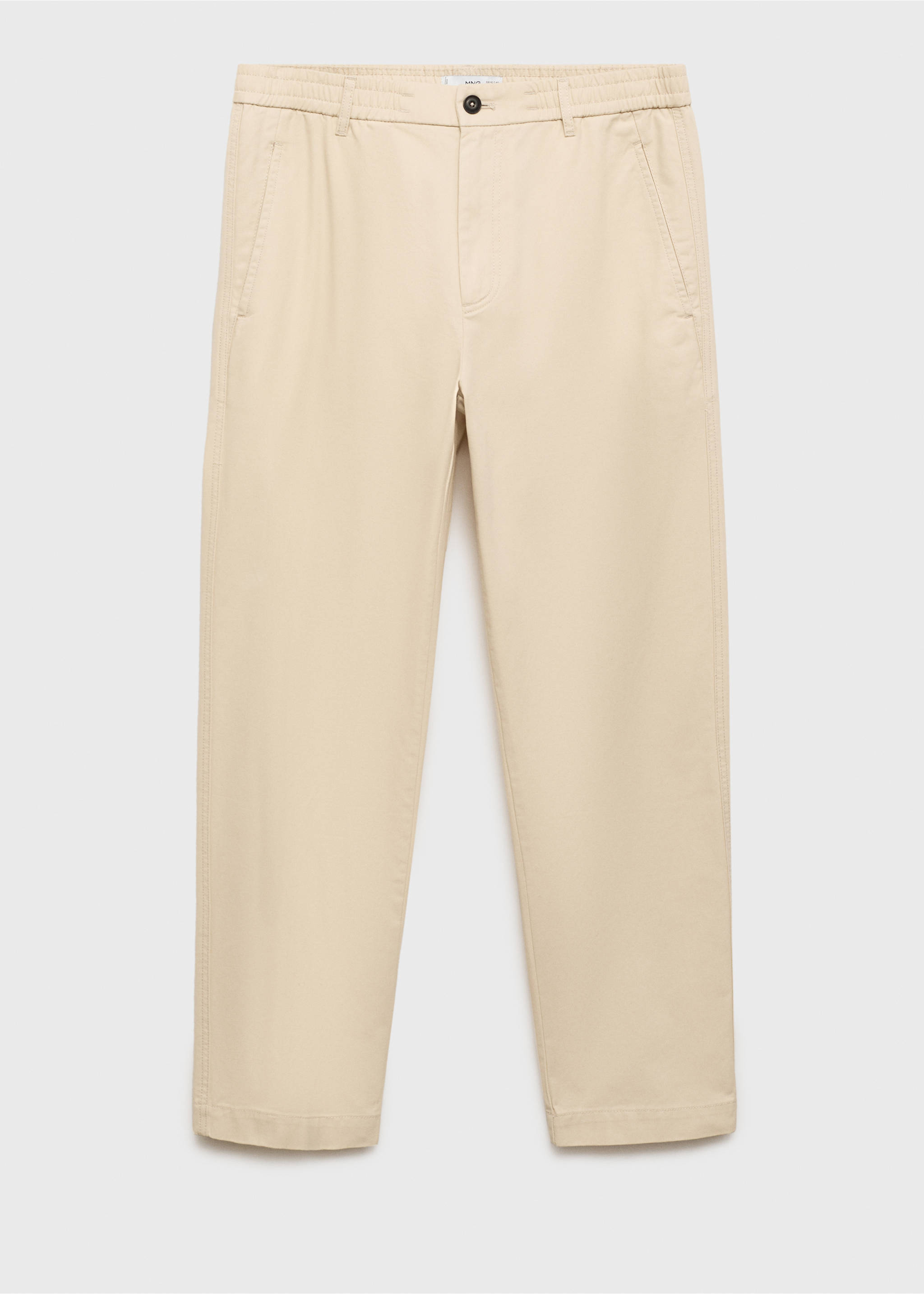 Katoenen regular-fit broek met aansnoerkoord - Artikel zonder model, Ecru. Ref: 87060575-00.