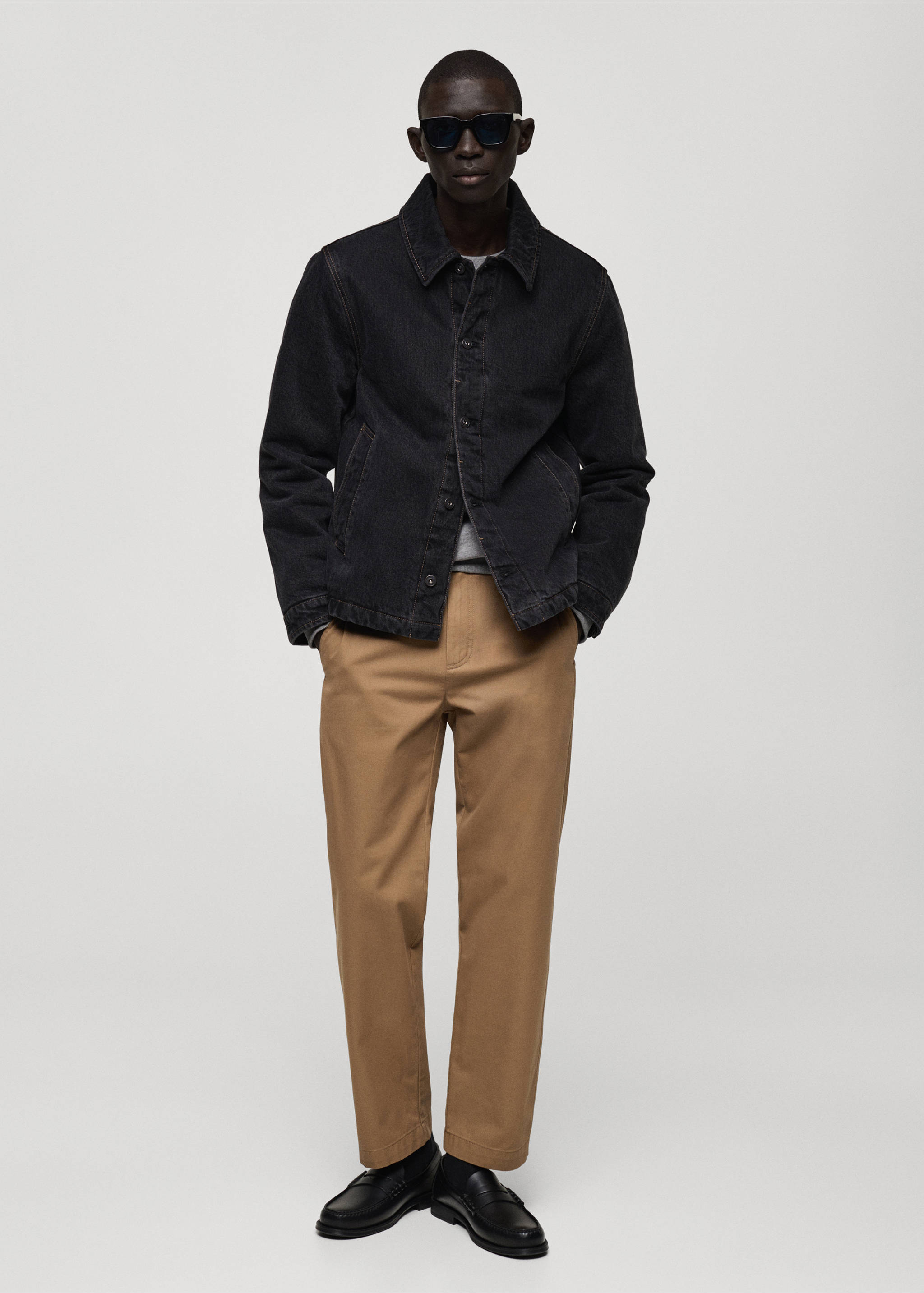 Pantalon coton cordon regular-fit - Plan général, Marron moyen. Ref: 87060575-00.