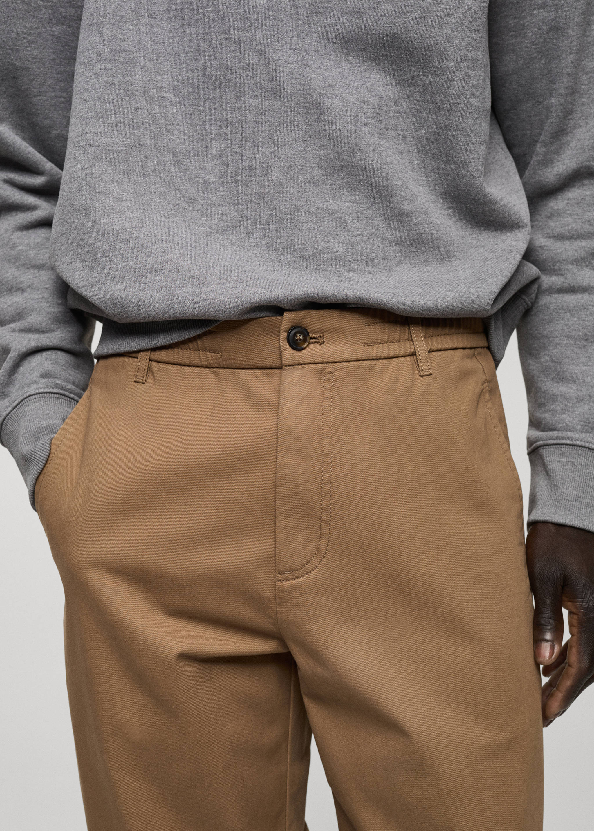 Regular fit cotton drawstring trousers - Details of the article 1