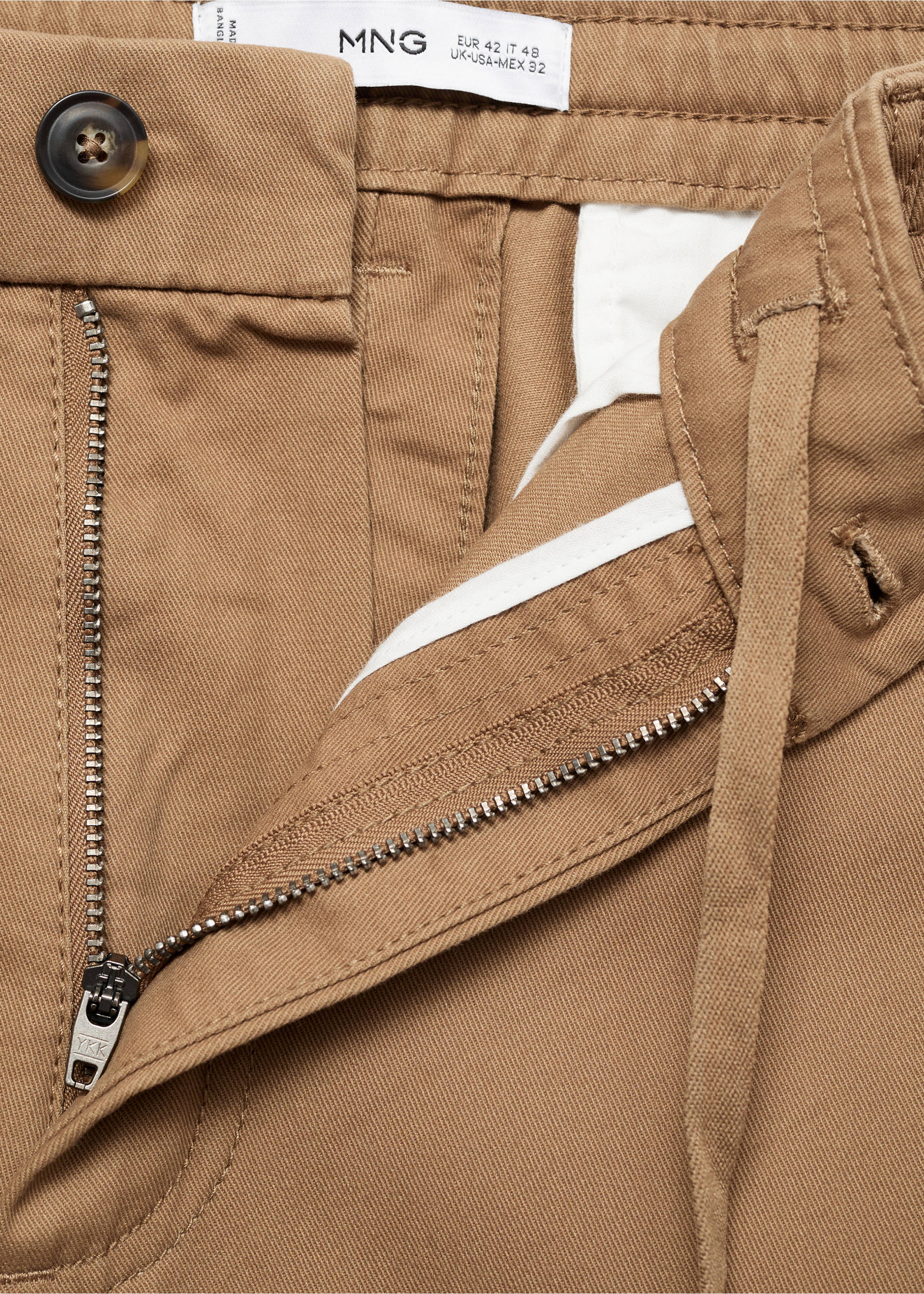 Pantalon coton cordon regular-fit - Détail de l'article 0, Marron moyen. Ref: 87060575-00.