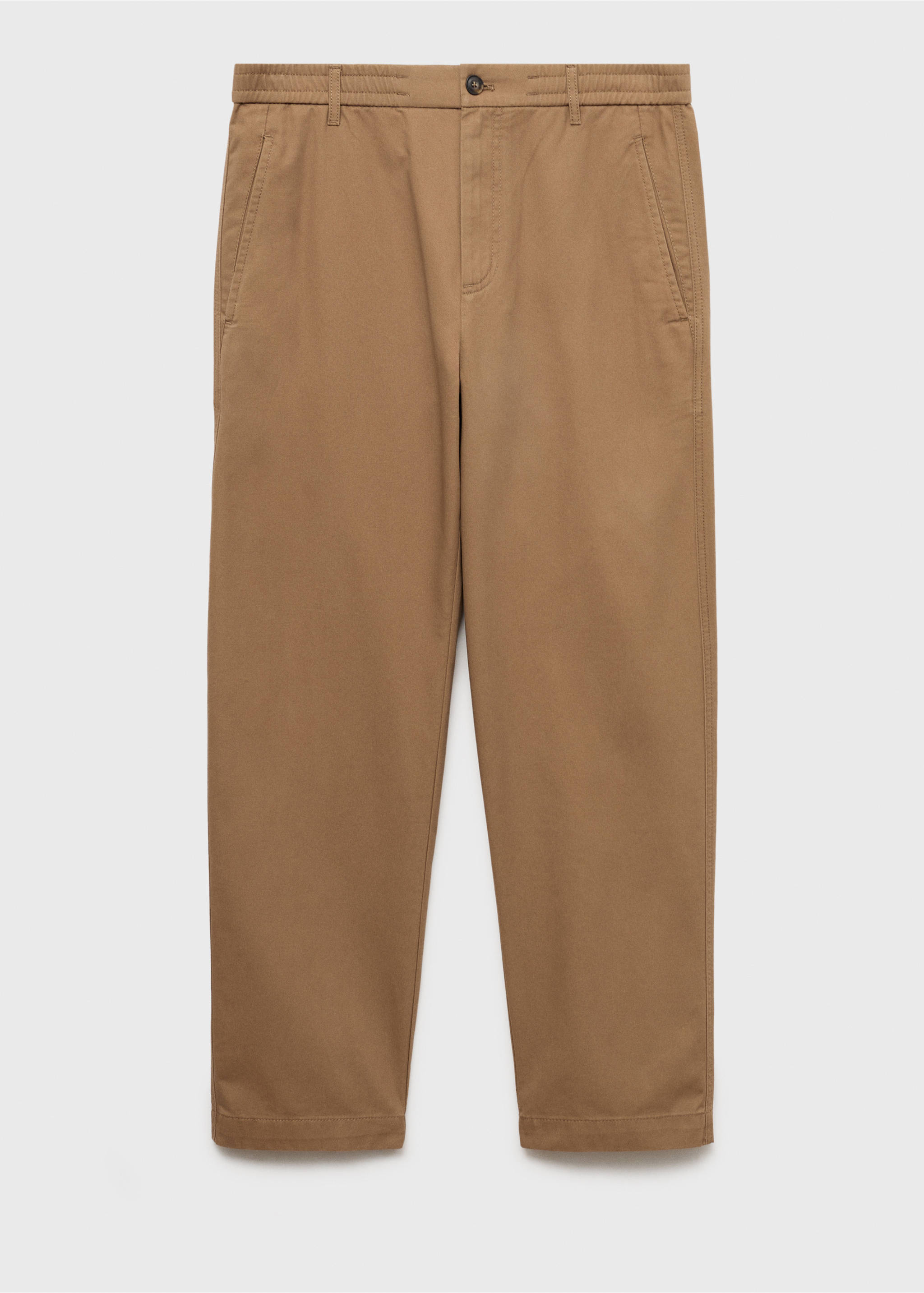 Regular fit cotton drawstring trousers - Article without model, Medium Brown. Ref: 87060575-00.
