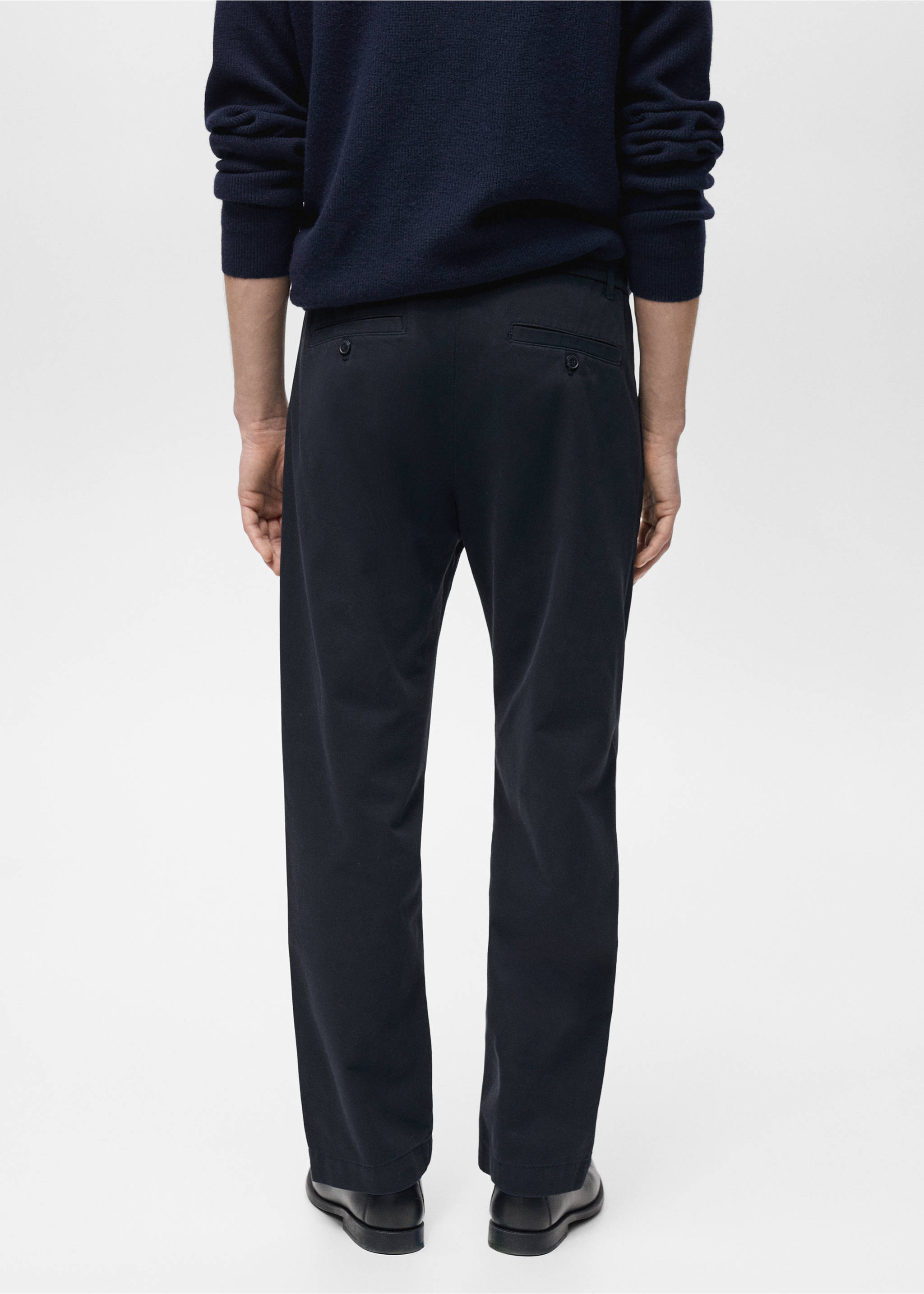 Regular-fit cotton pants with drawstring - Reverse of the article, Dark Navy. Ref: 87060575-00.