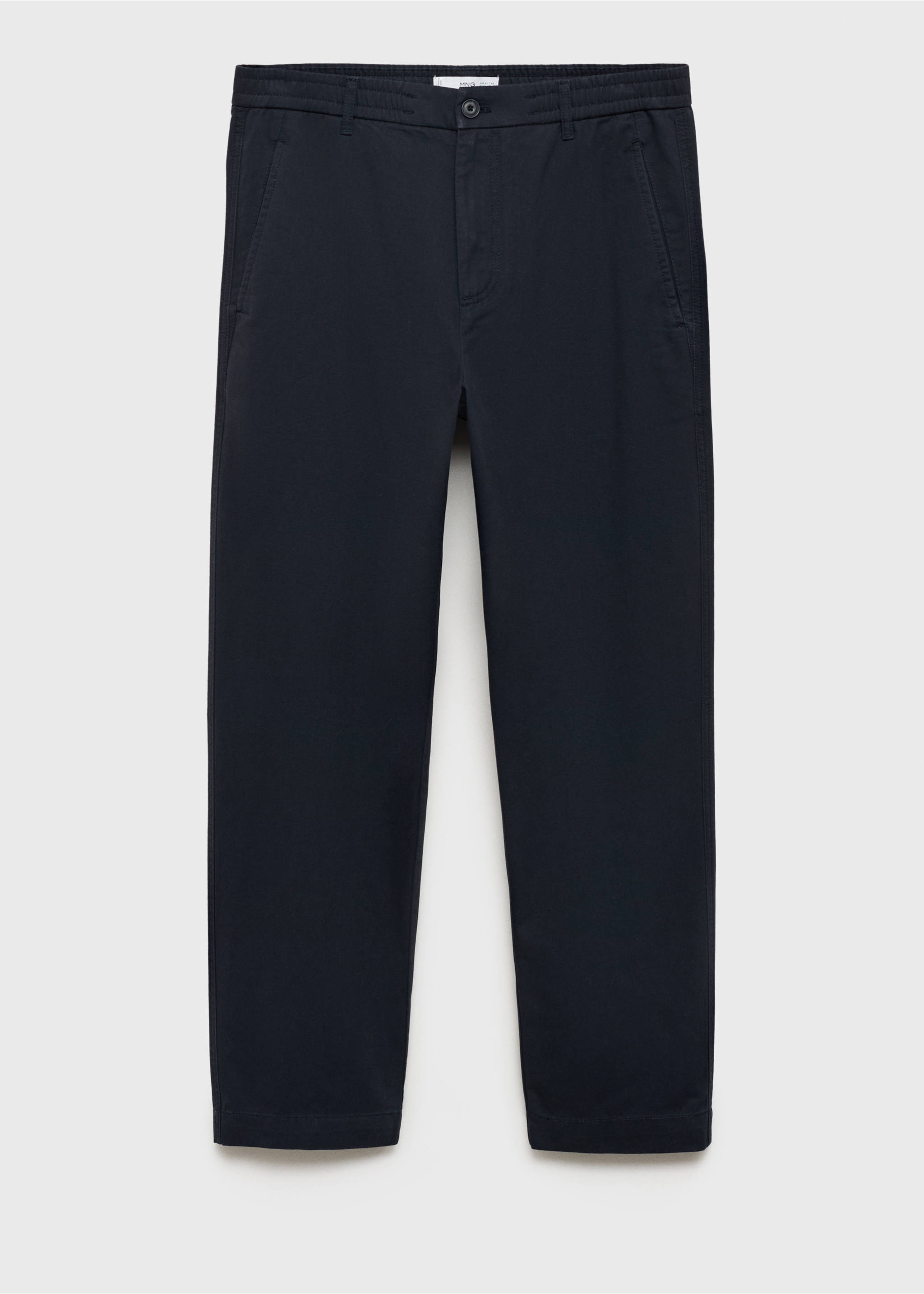 Regular-fit cotton pants with drawstring - Article without model, Dark Navy. Ref: 87060575-00.