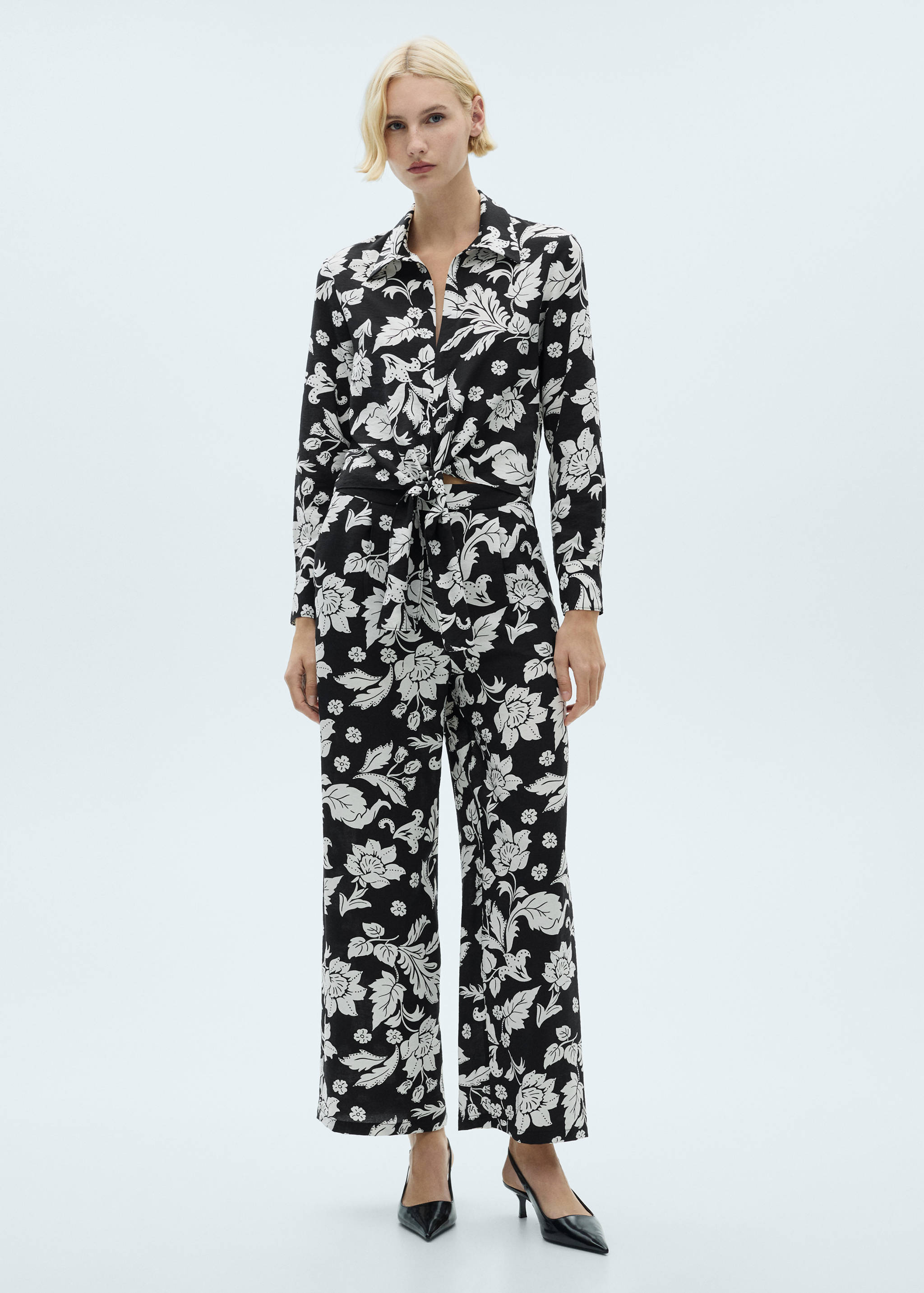 Floral print straight trousers - General plane