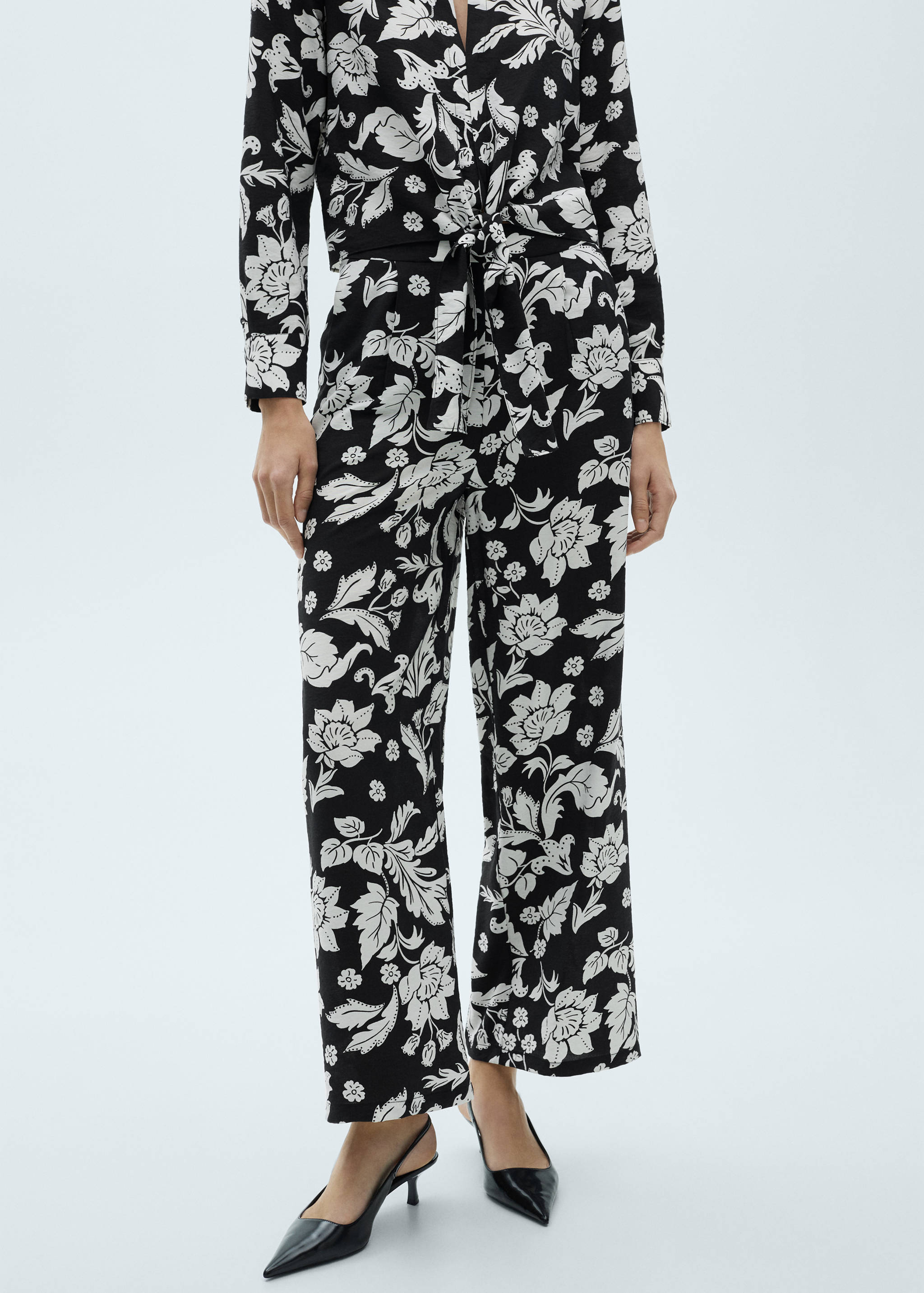 Floral print straight trousers - Medium plane