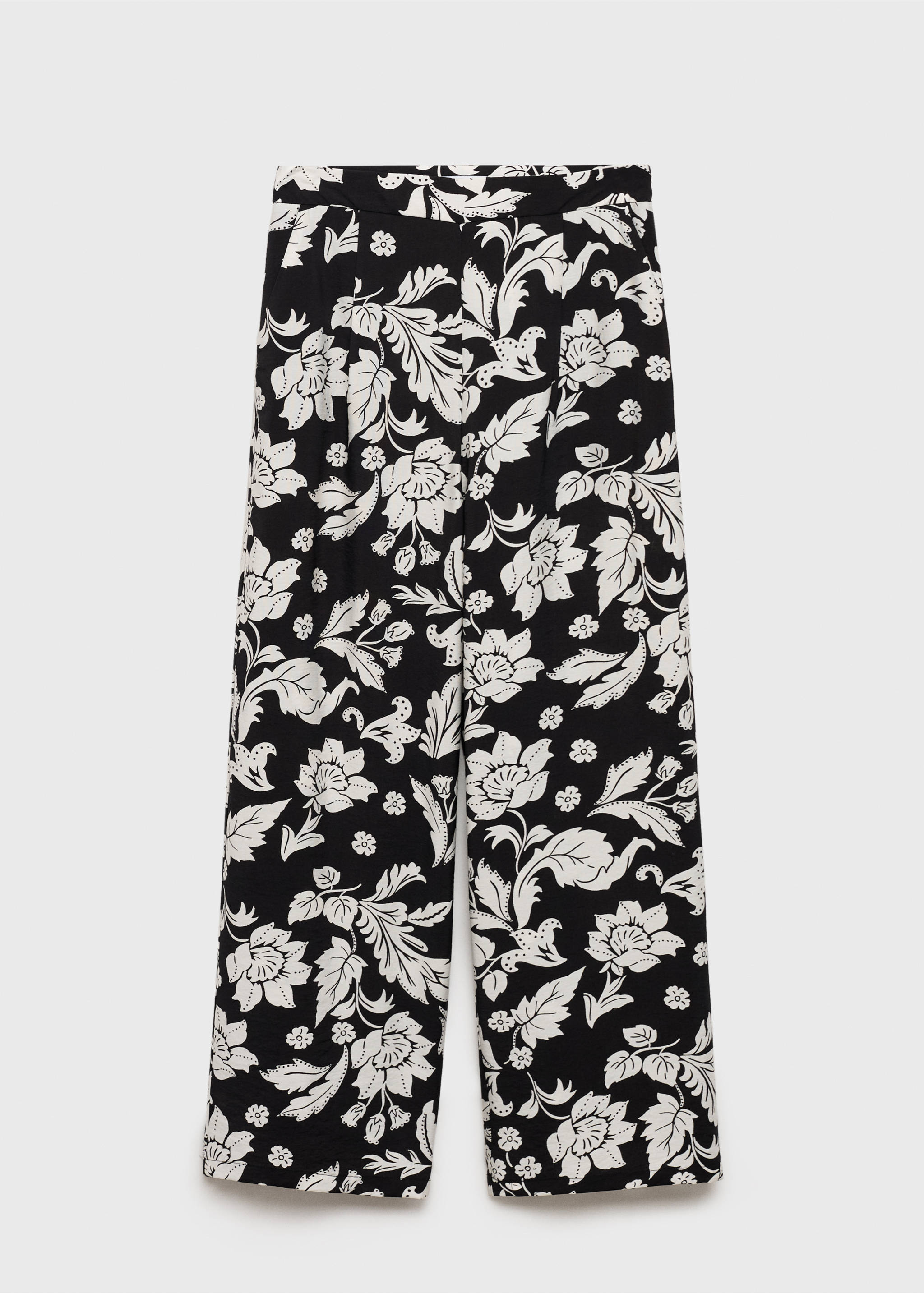 Floral print straight trousers - Article without model, Black. Ref: 87060580-00.