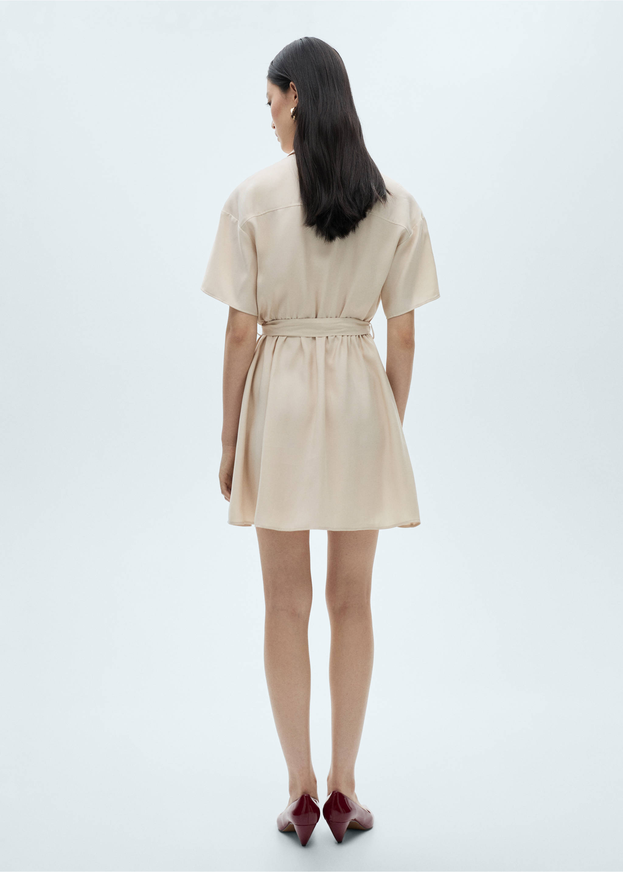 Belt shirt dress - Reverse of the article, Beige. Ref: 87060583-00.