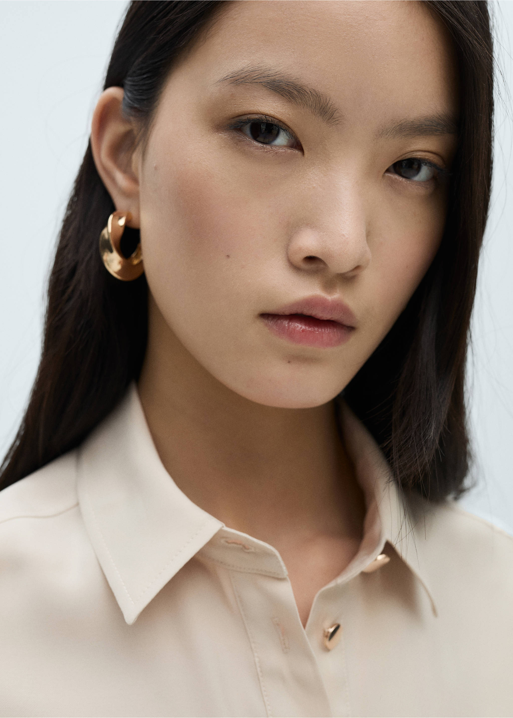 Belt shirt dress - Details of the article 1, Beige. Ref: 87060583-00.