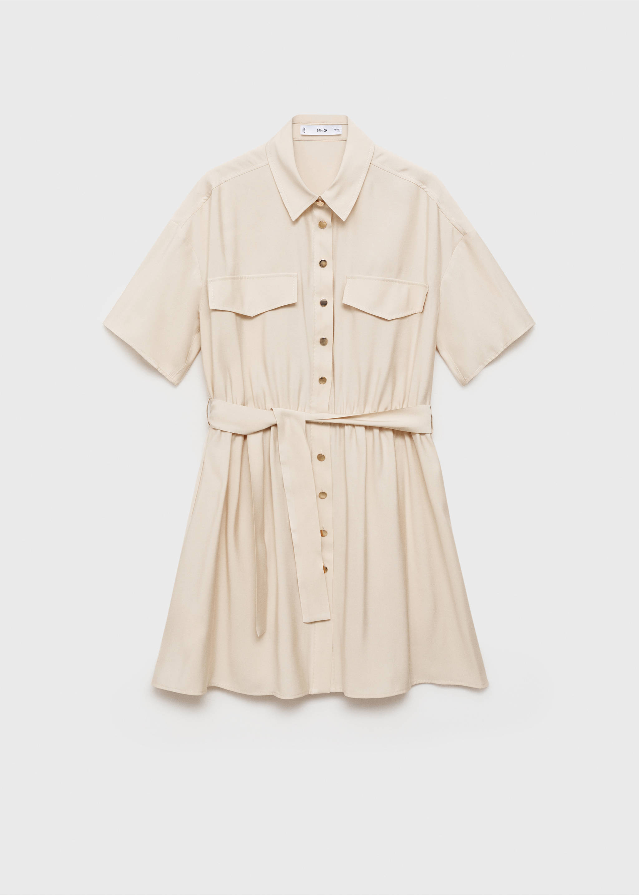 Belt shirt dress - Article without model, Beige. Ref: 87060583-00.