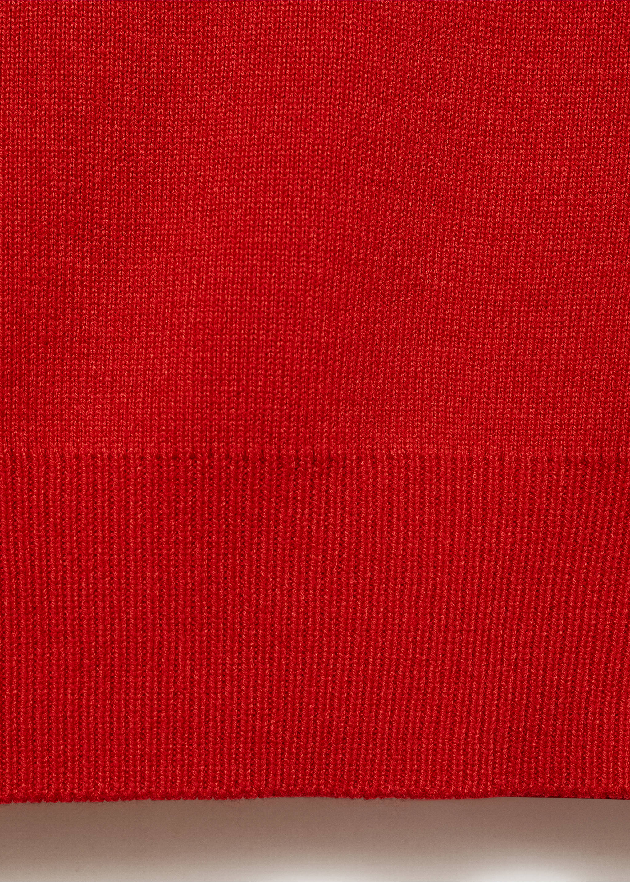 Cropped knitted polo shirt - Details of the article 0, Red. Ref: 87060586-00.