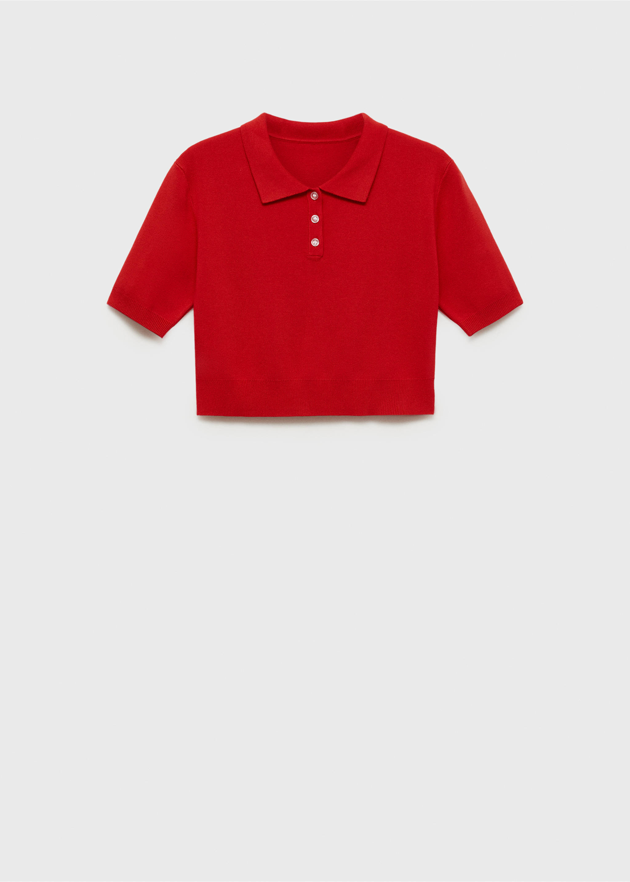 Cropped knitted polo shirt - Article without model, Red. Ref: 87060586-00.