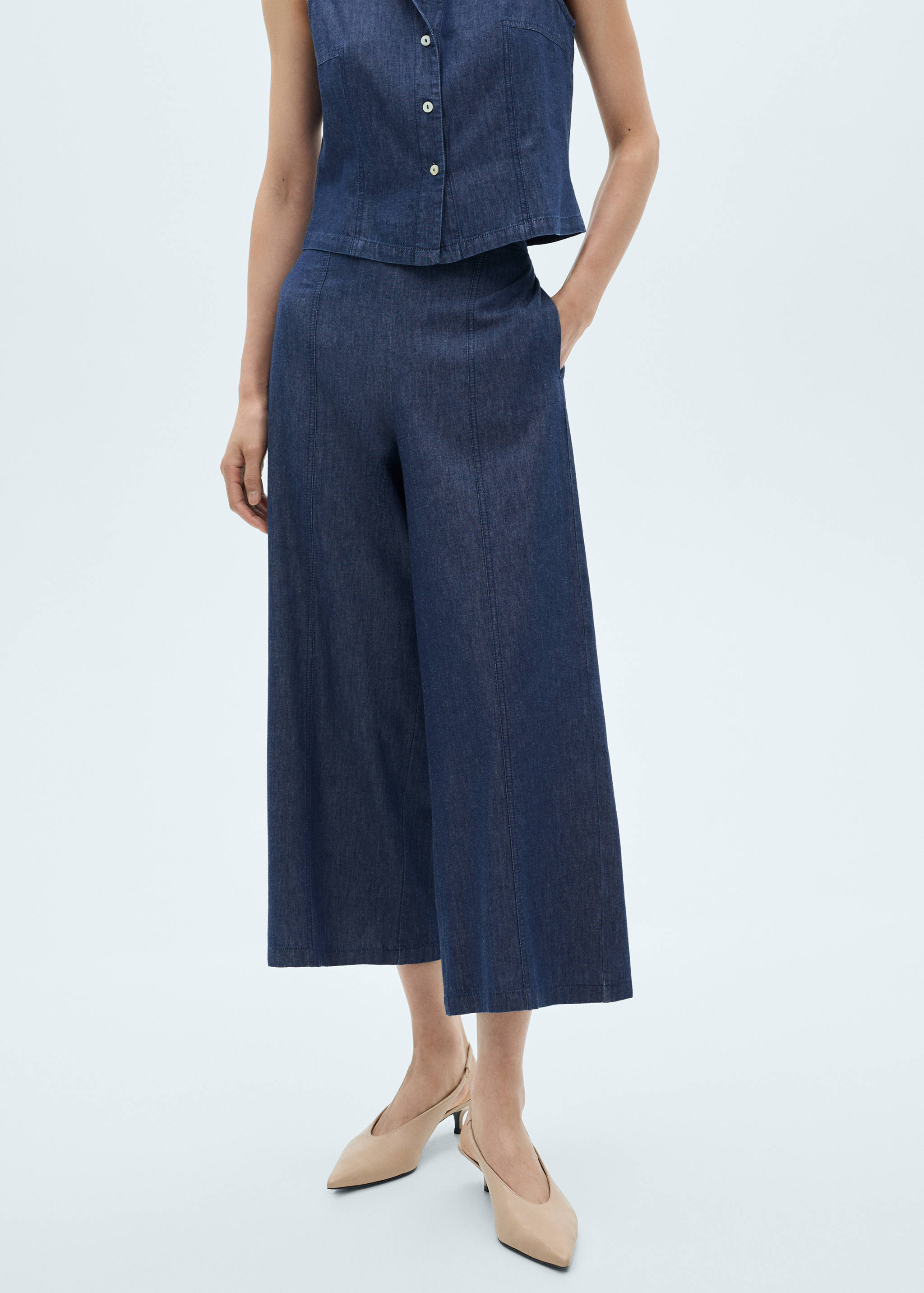 Pantaloni culotte effetto denim - Piano medio