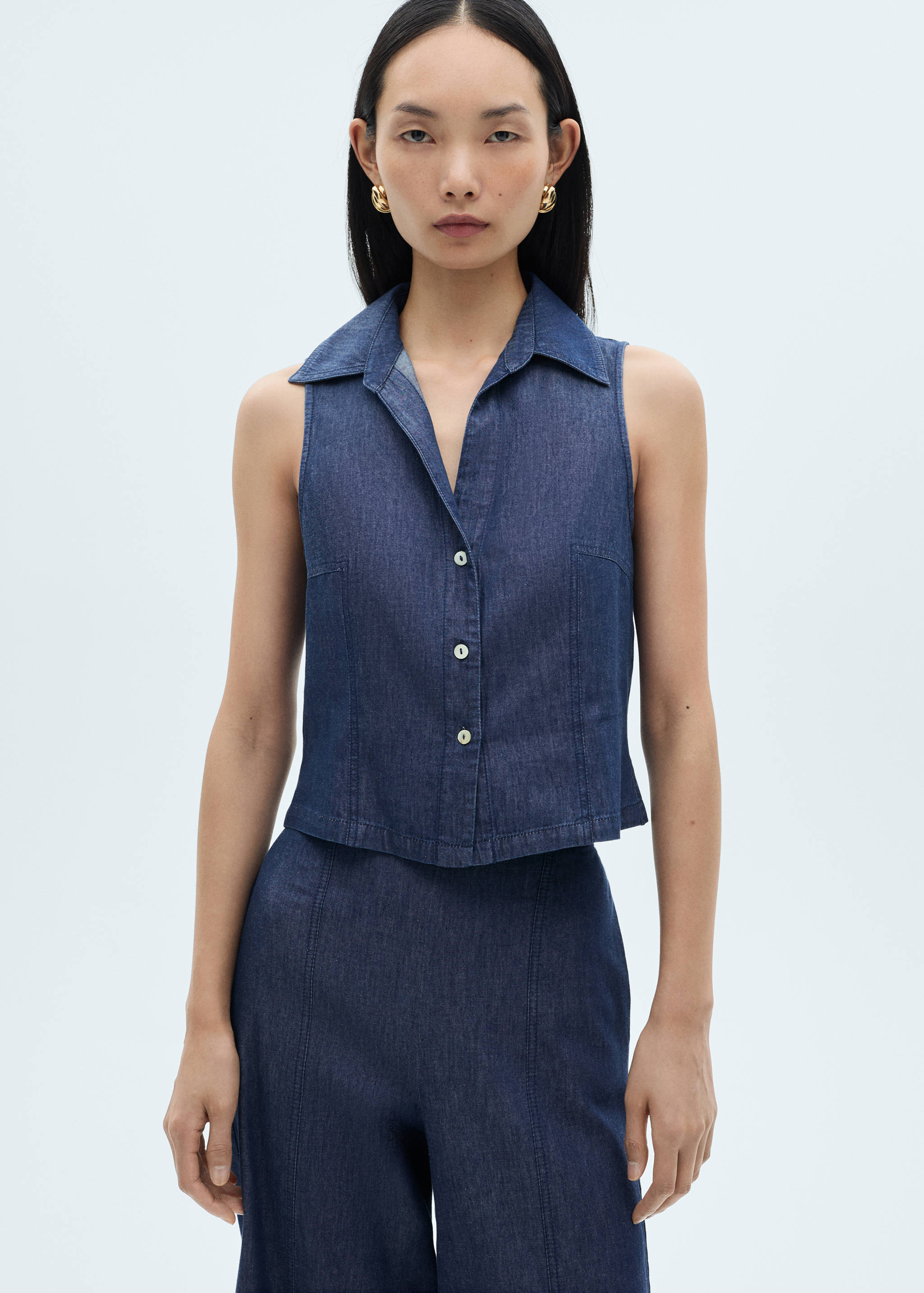 Pantaloni culotte effetto denim - Dettaglio dell'articolo 1