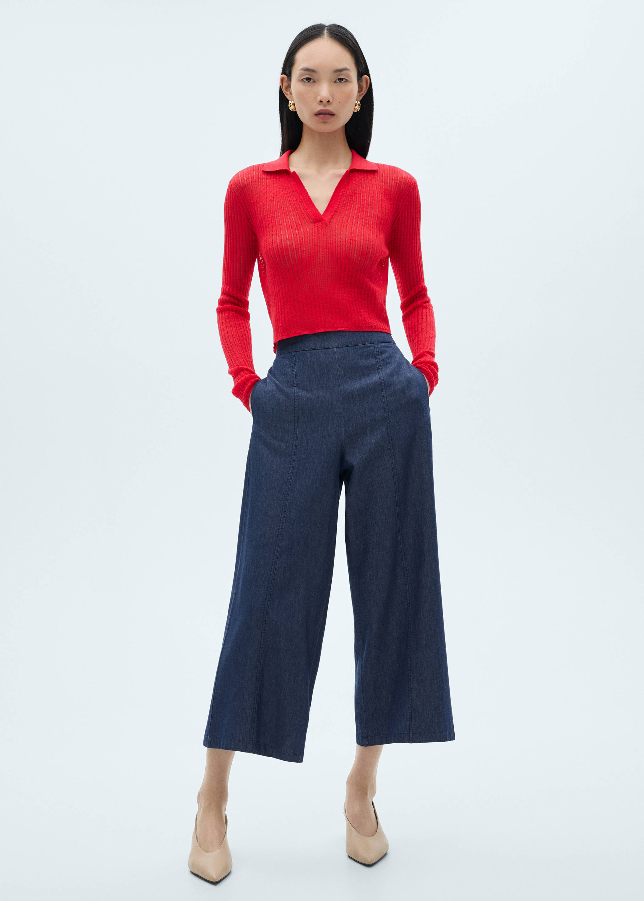 Pantaloni culotte effetto denim - Dettaglio dell'articolo 2