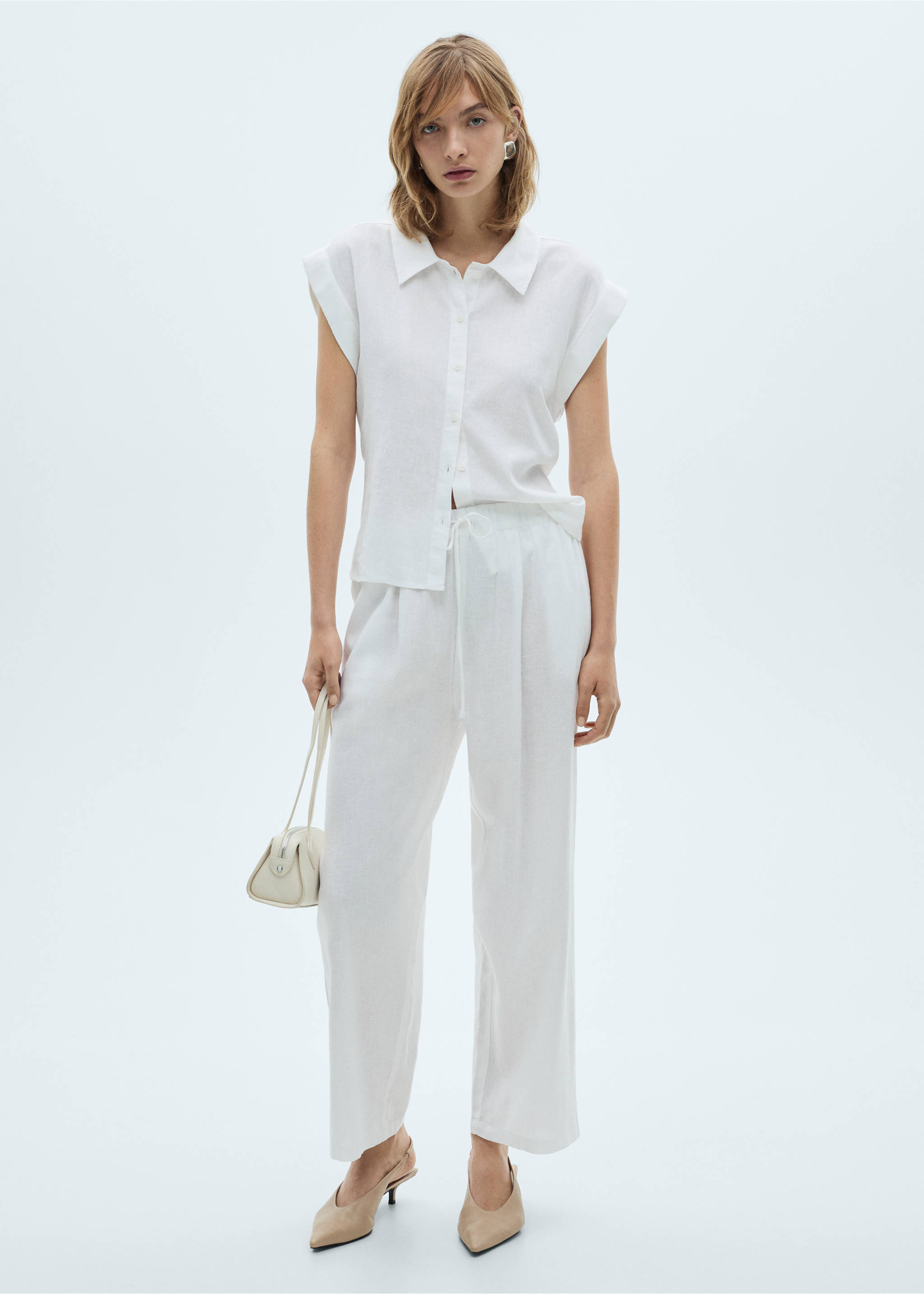Flowing linen blouse - General plane, White. Ref: 87060590-00.