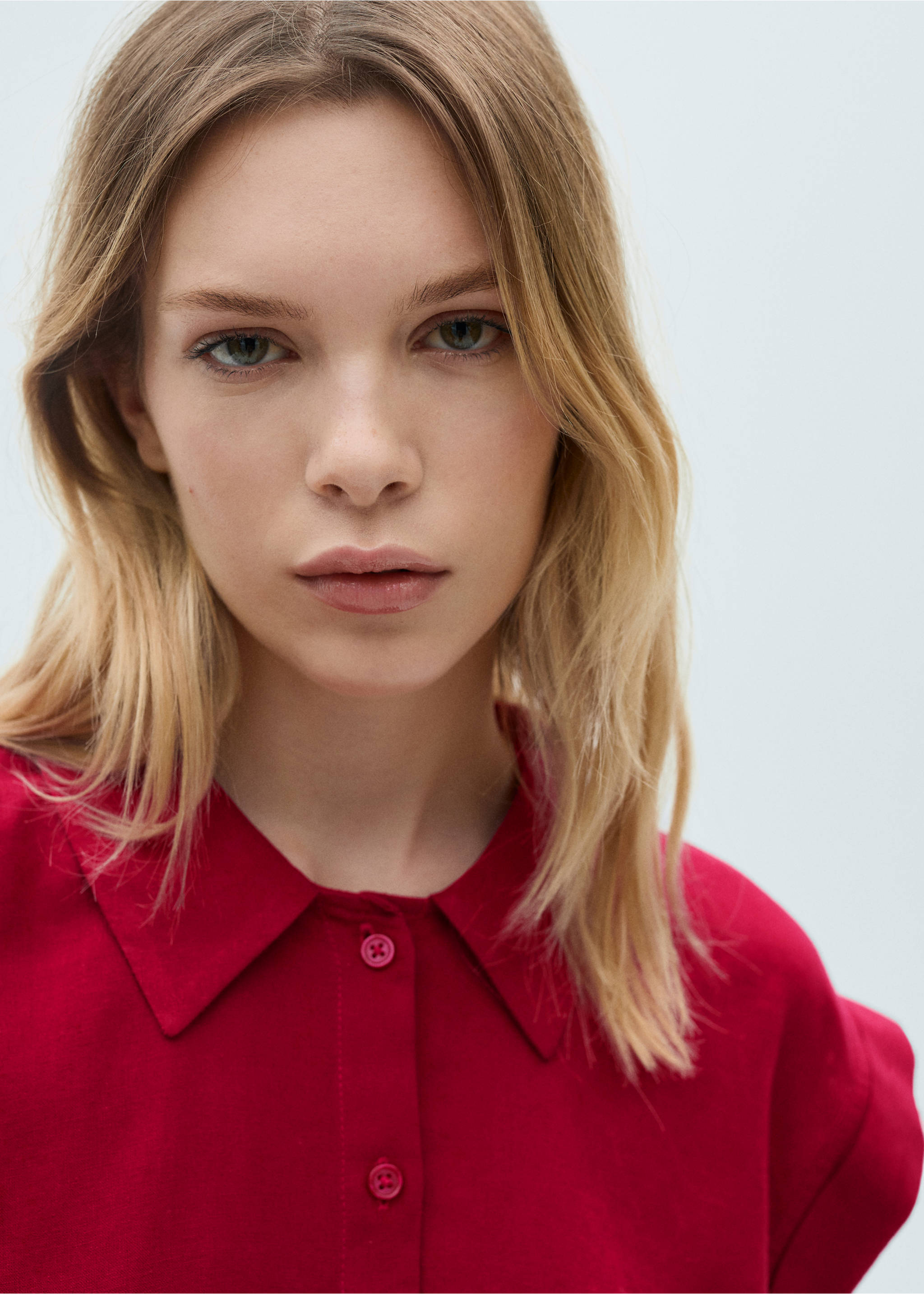 Flowing linen blouse - Details of the article 1, Fuchsia. Ref: 87060590-00.