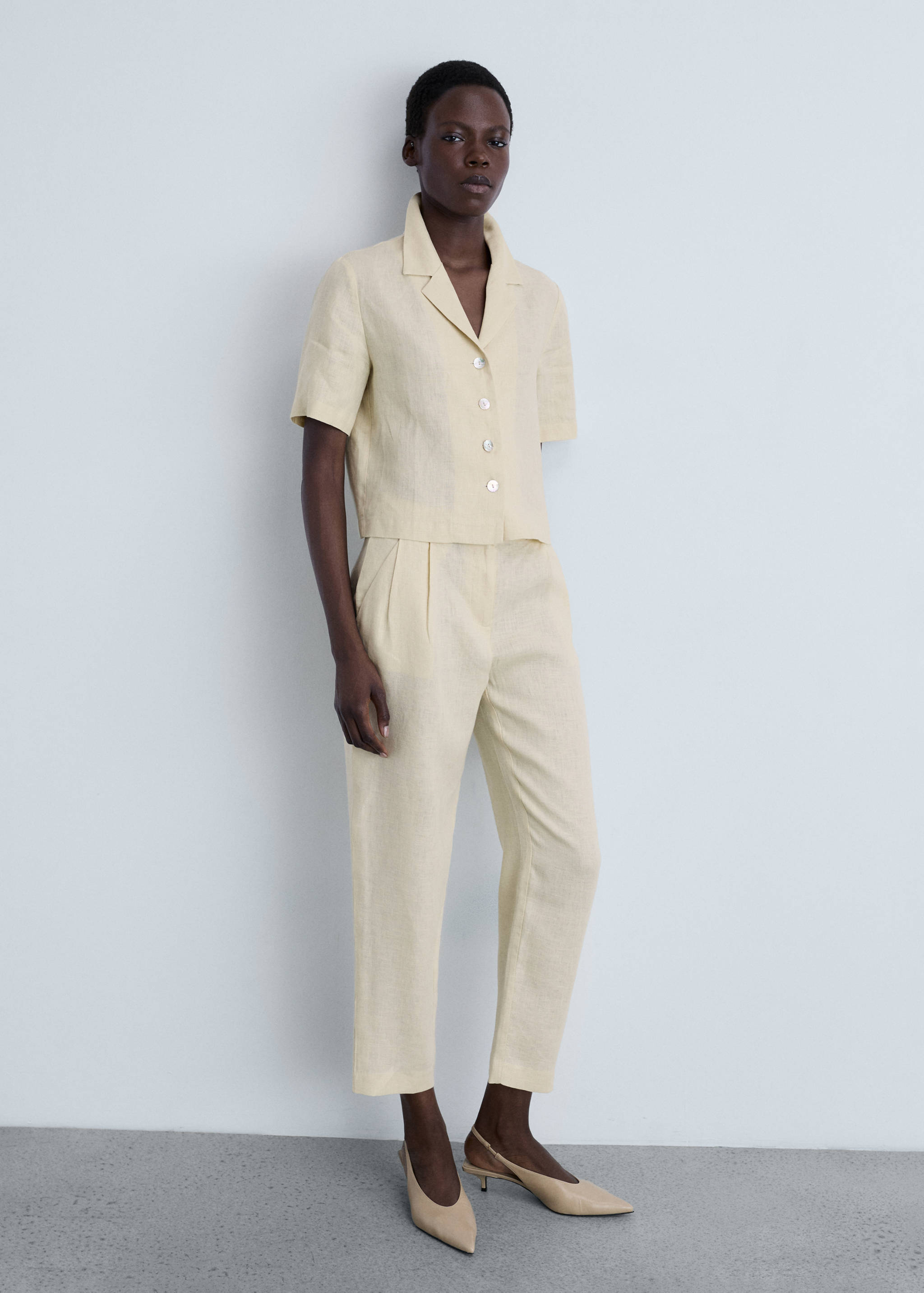 Straight linen-blend pants - General plane