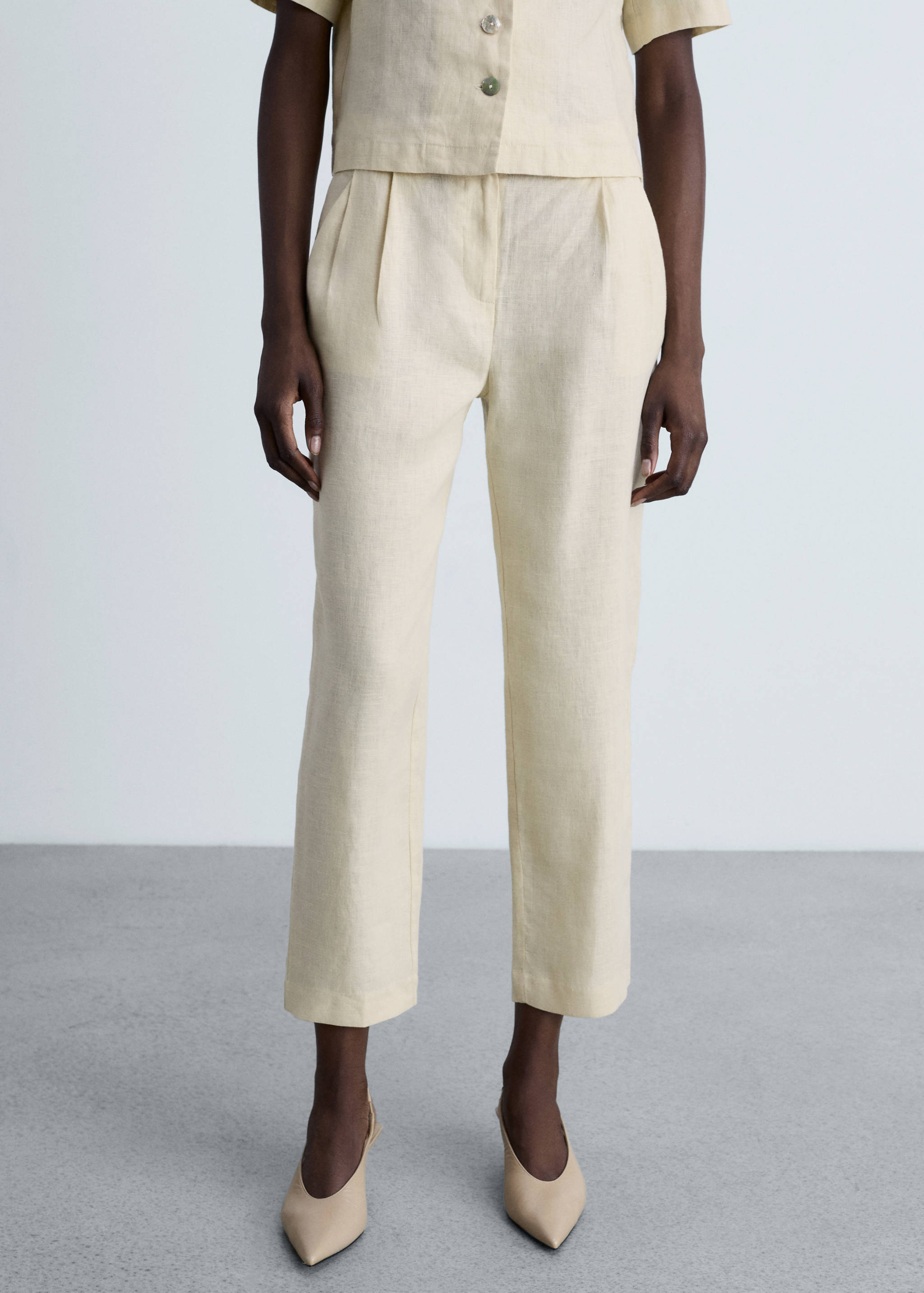 Straight linen-blend pants - Medium plane