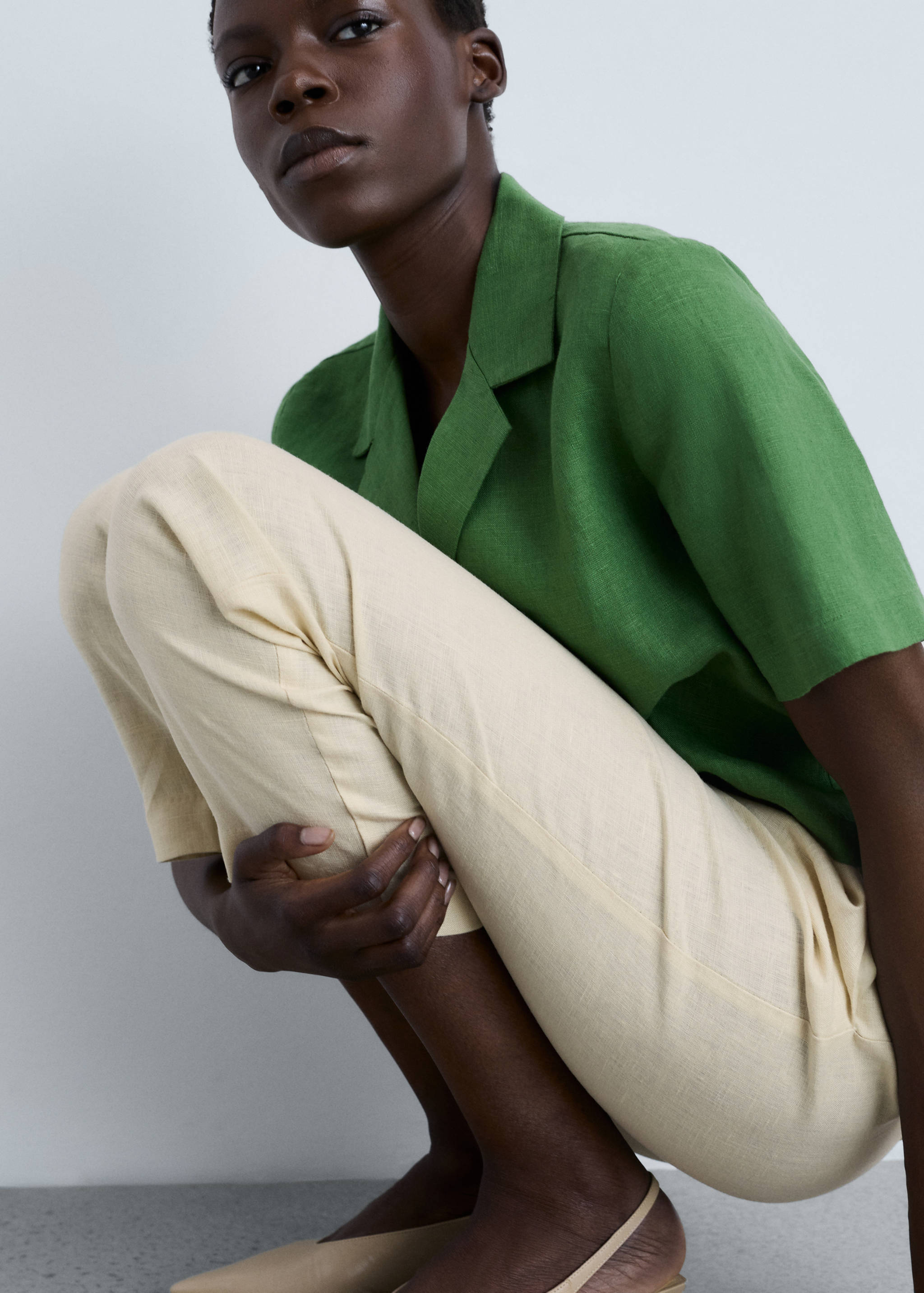 Straight linen-blend pants - Details of the article 2