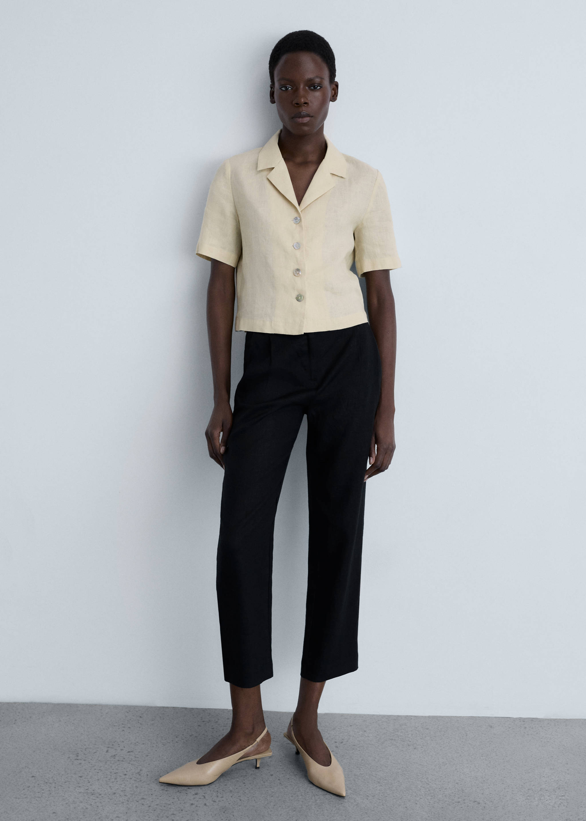 Straight linen-blend pants - General plane