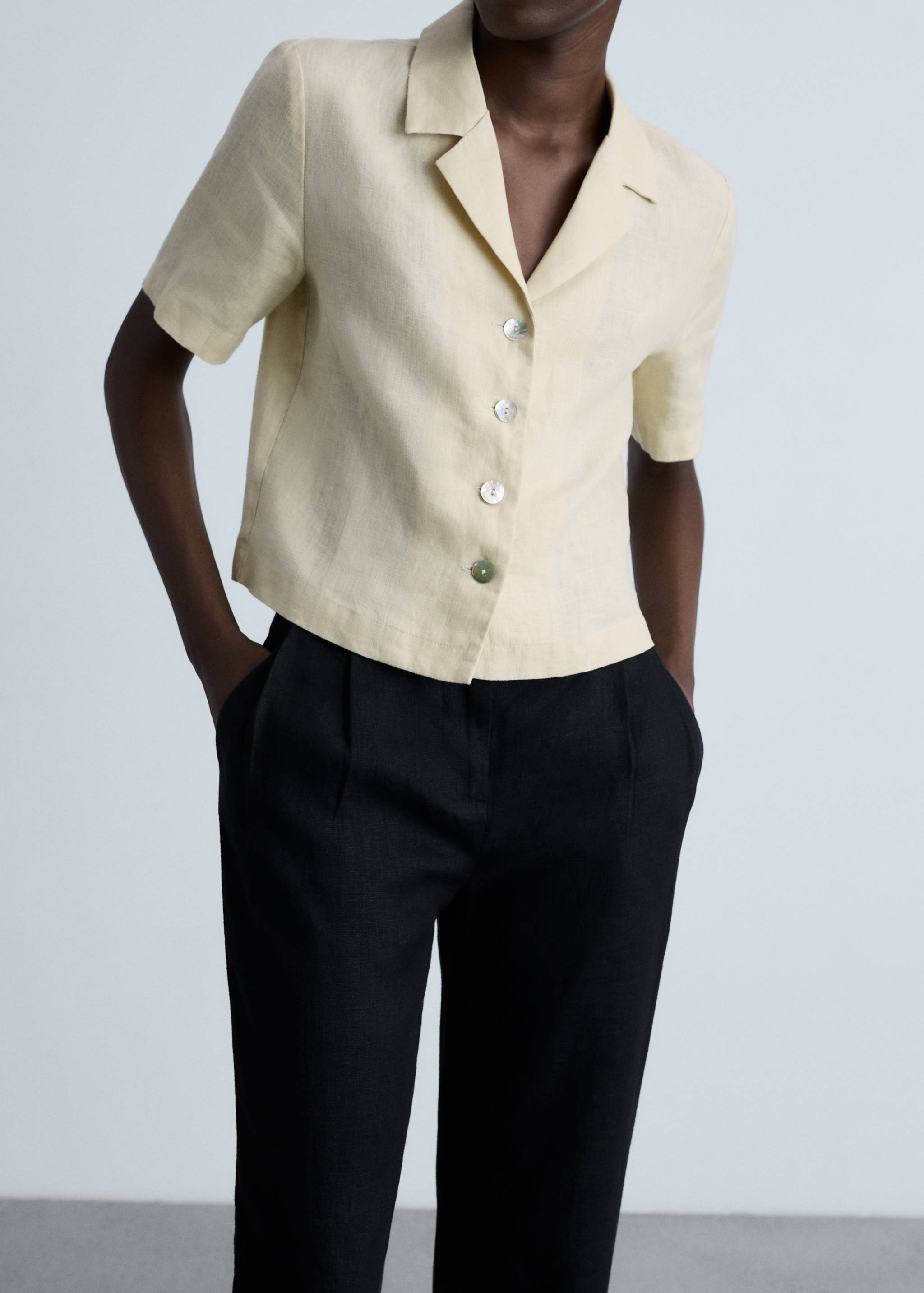 Straight linen-blend pants - Details of the article 6