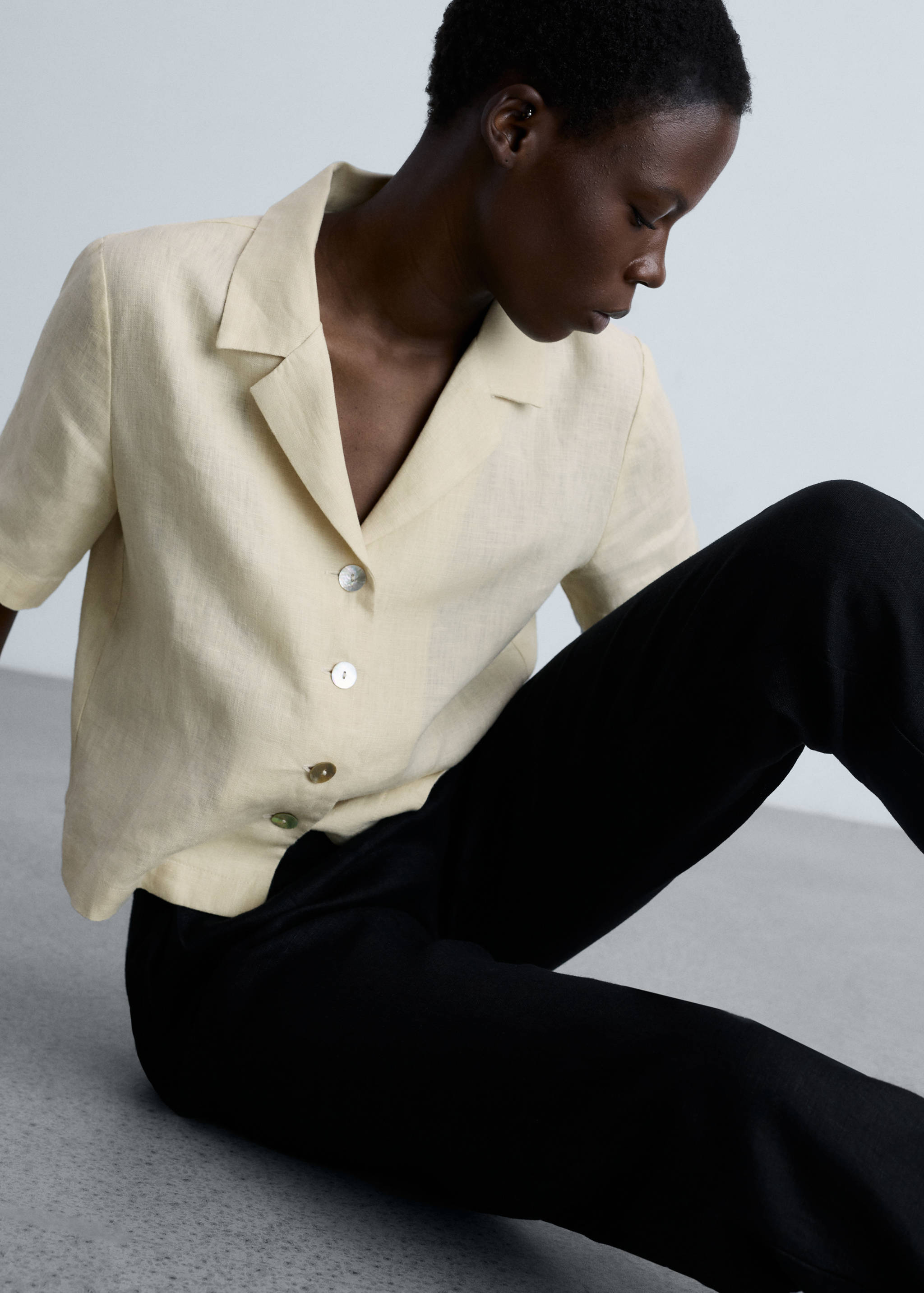 Straight linen-blend pants - Details of the article 2