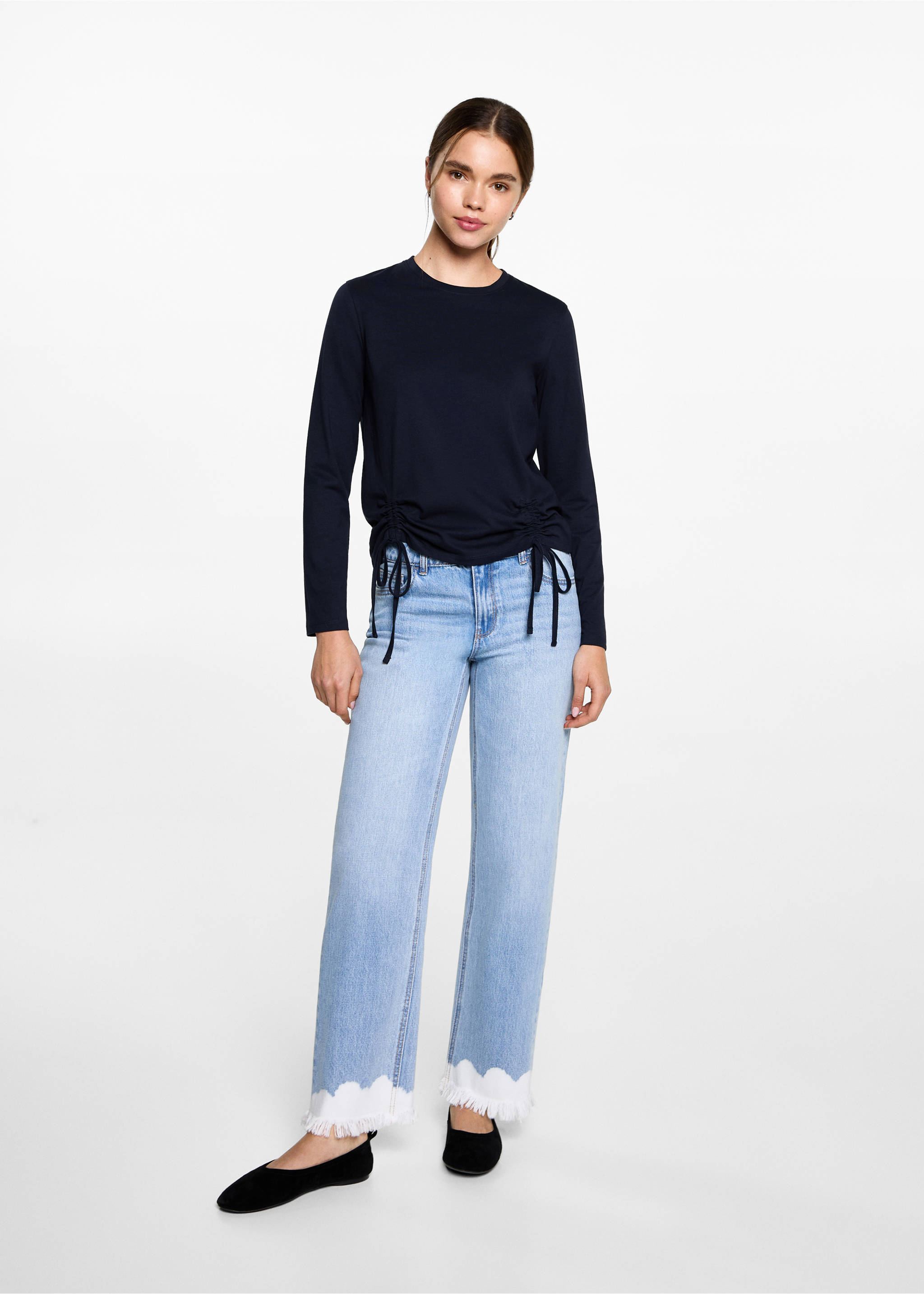 T-shirt with decorative flounces - General plane, Dark Navy. Ref: 87060592-00.