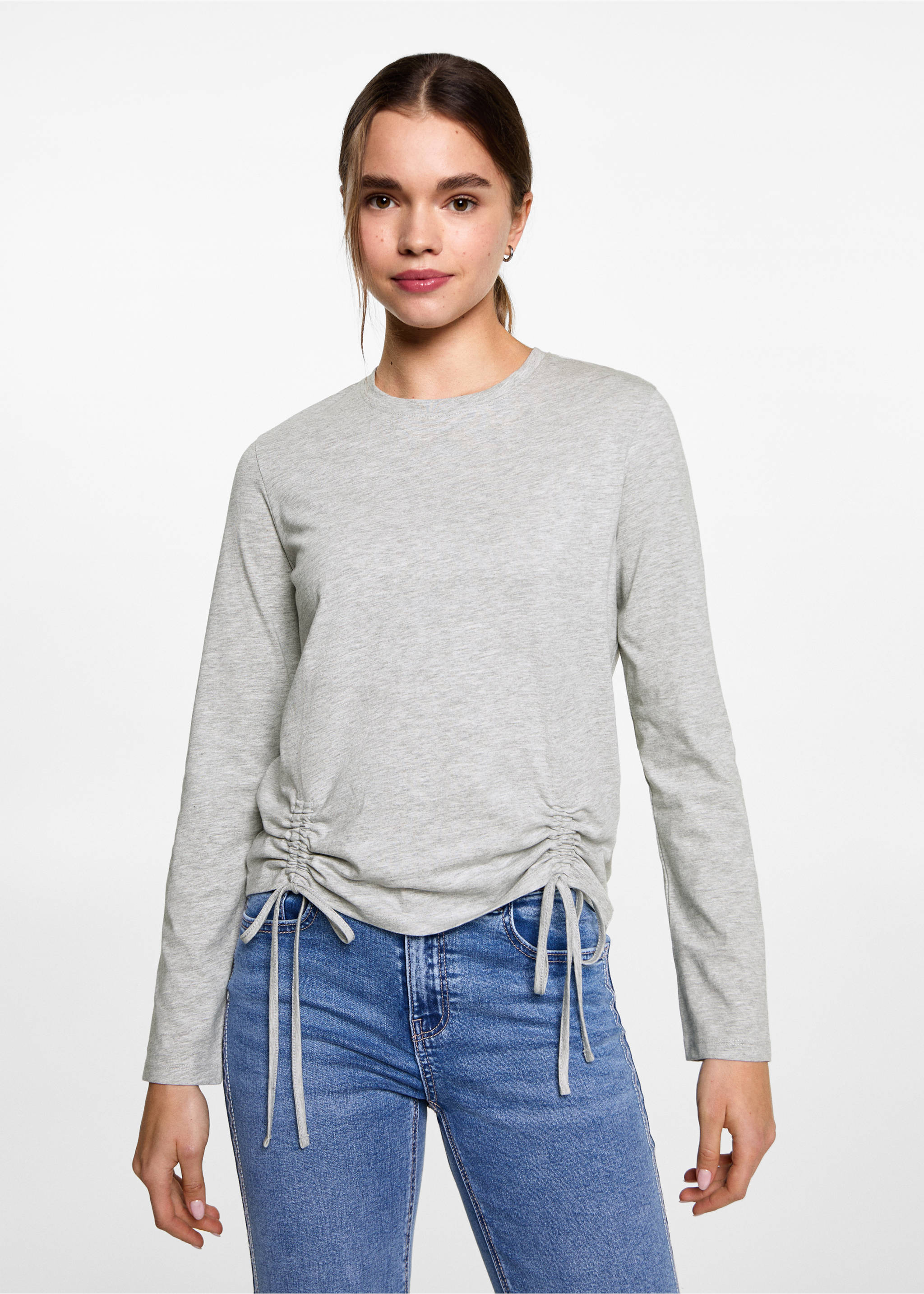 T-shirt with decorative flounces - Medium plane, Medium Heather Grey. Ref: 87060592-00.