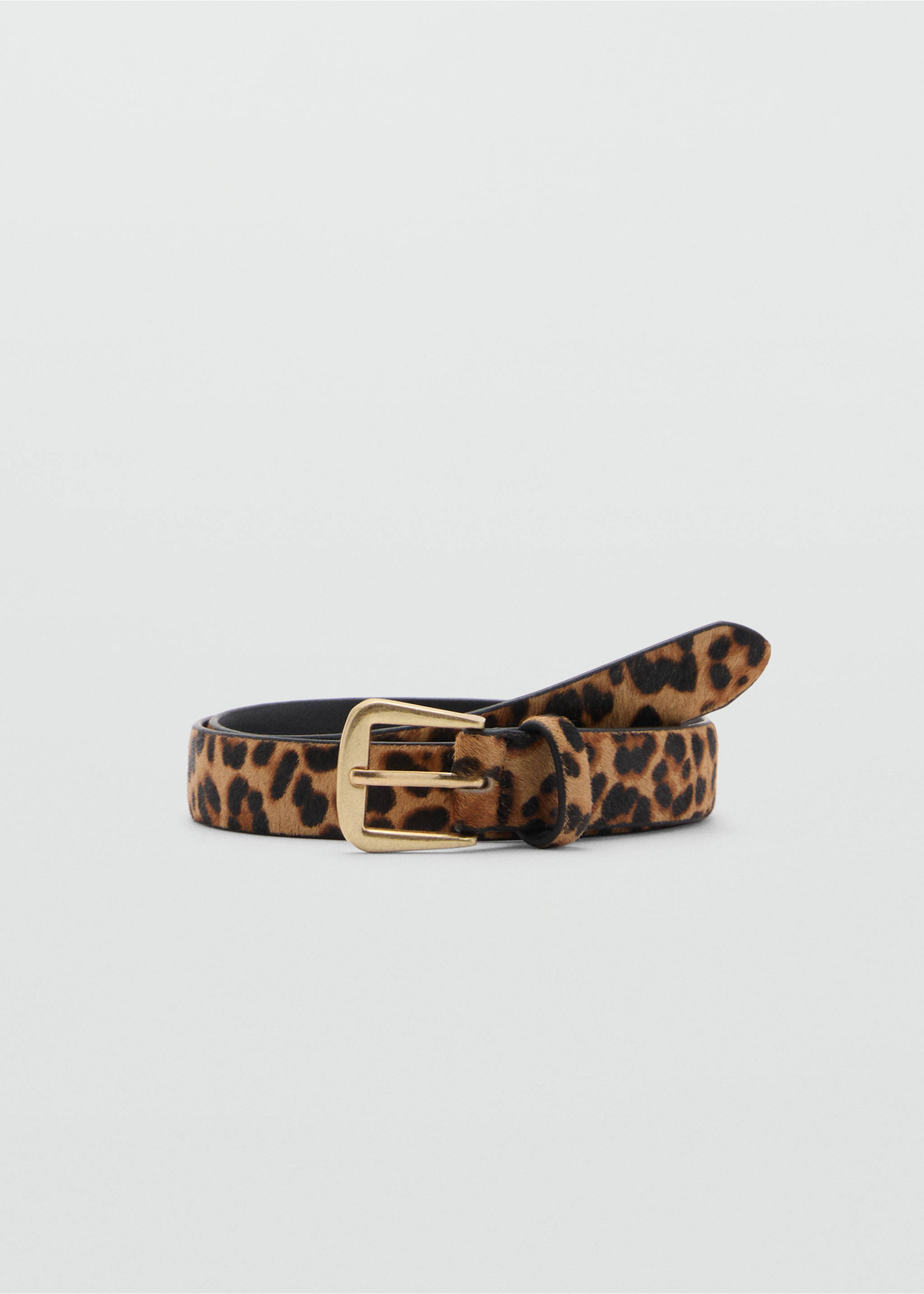 Cinto de pele com efeito de leopardo - Artigo sem modelo, Castanho. Ref: 87060593-00.