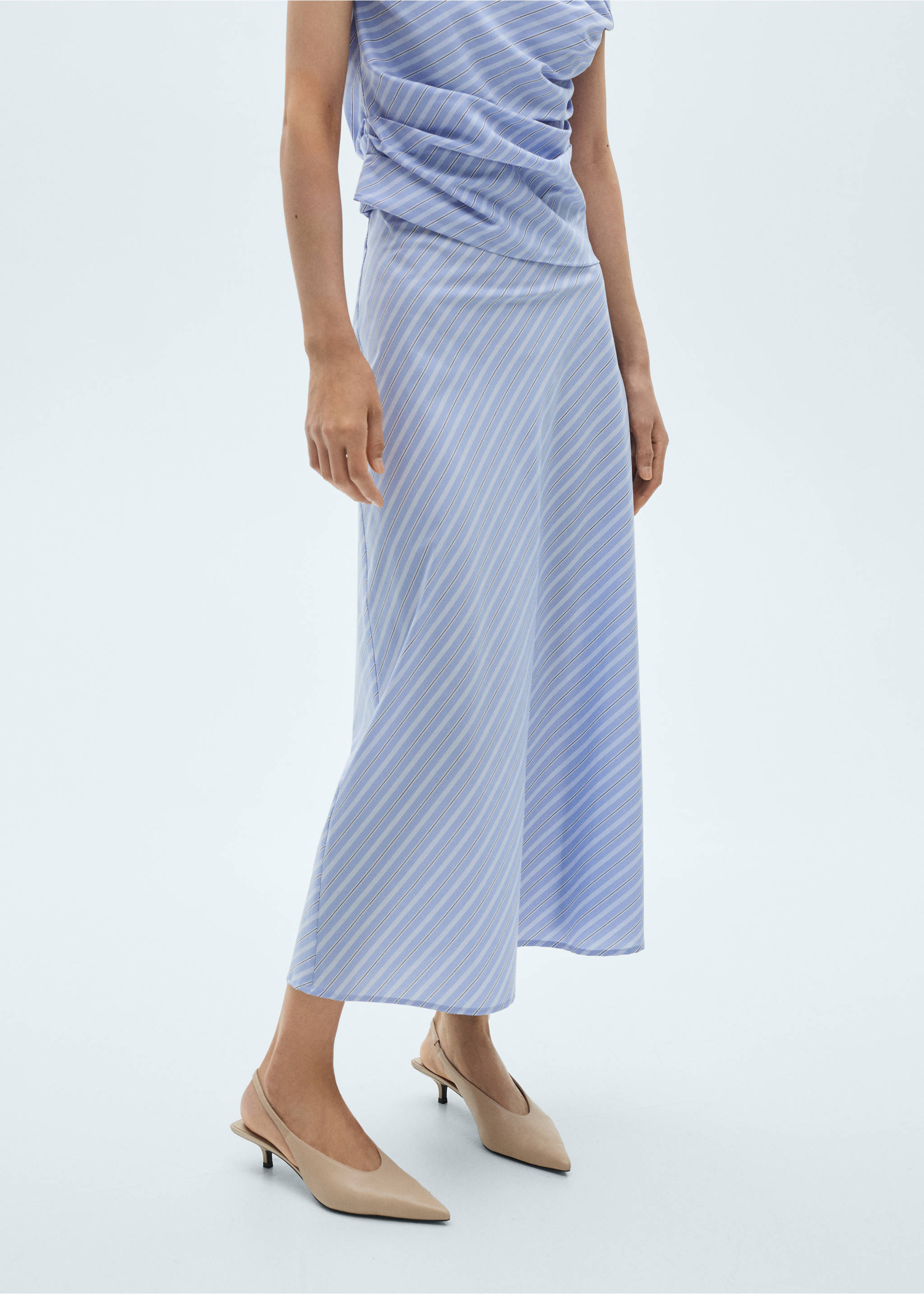 Gestreepte midirok - Middenvlak, Blauw. Ref: 87060594-00.
