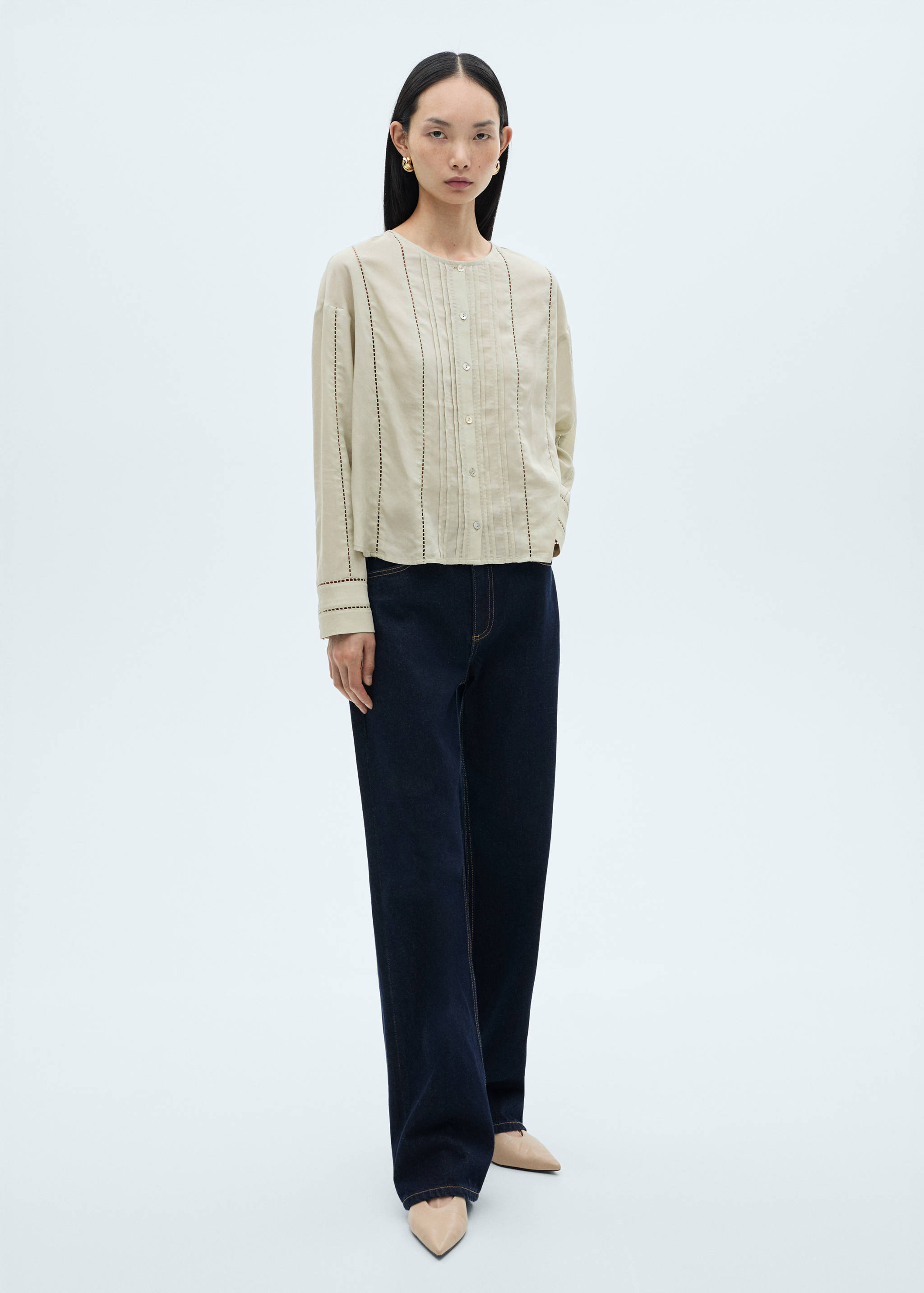 Lyocell blouse with openwork details - Details of the article 2