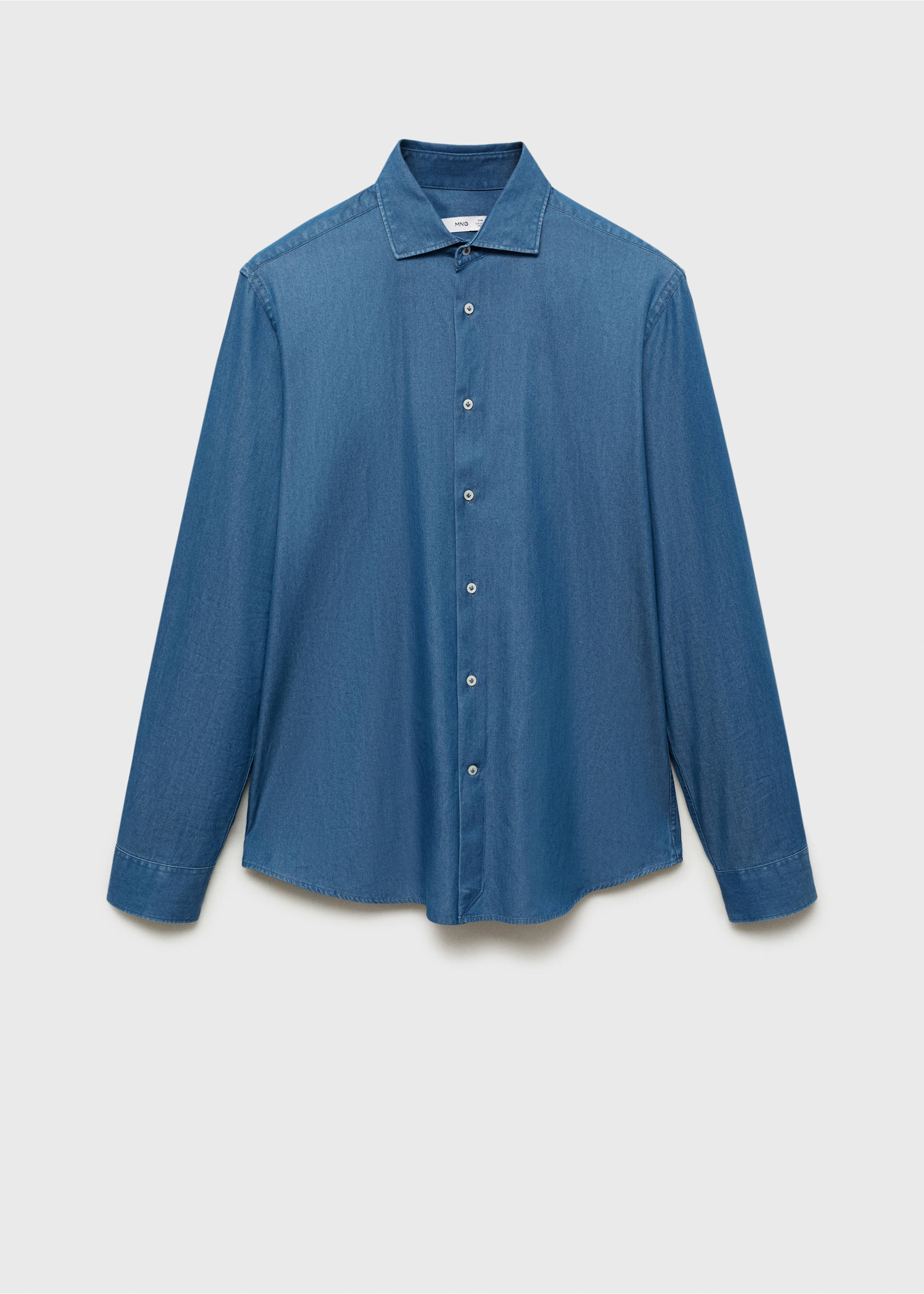 Chambray-Hemd aus 100 % Baumwolle - Artikel ohne Model, Mittelblau. Ref: 87060597-00.