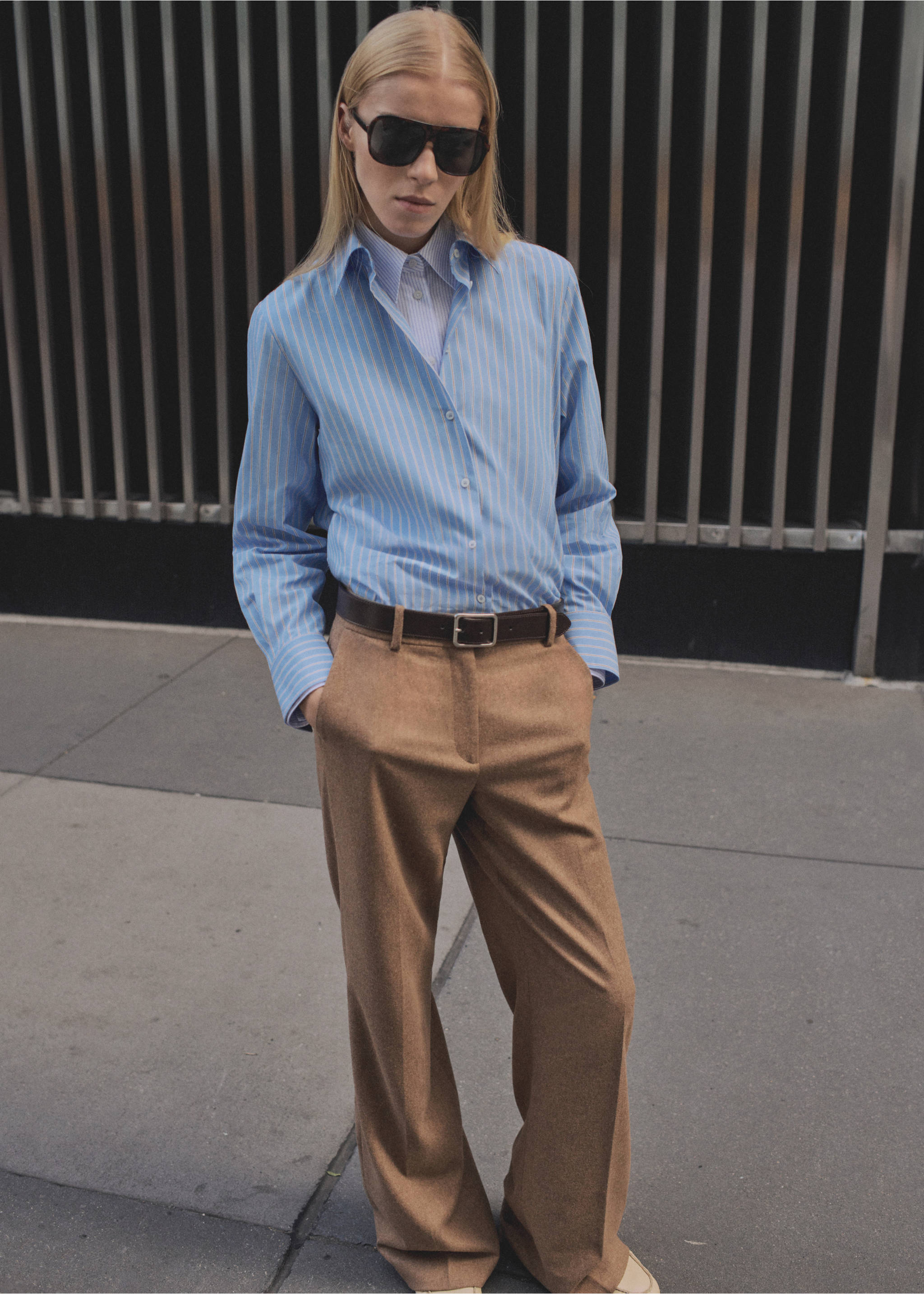 Camicia regular misto cotone lyocell - Piano generale, Blu. Ref: 87060599-00.